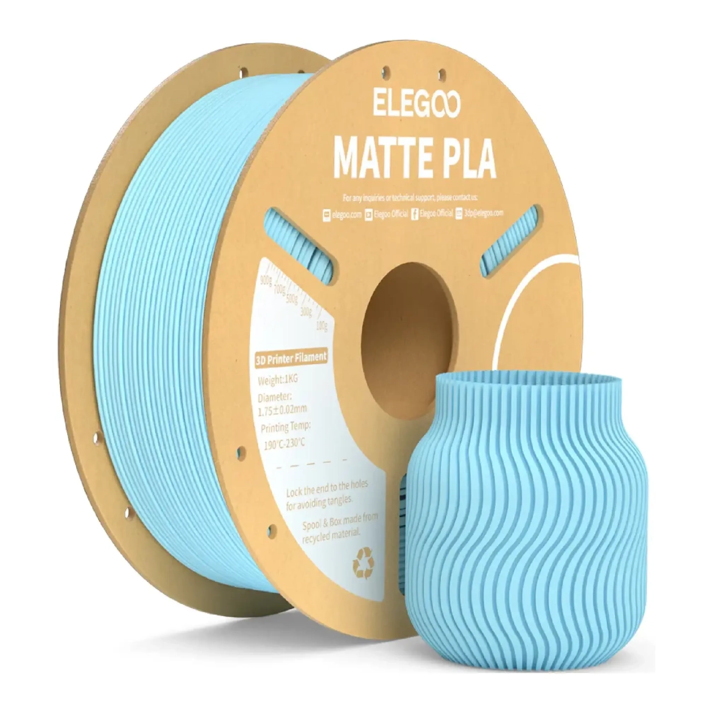 Купити PLA Filament (пластик) для 3D принтера ELEGOO матовий 1кг, 1.75мм, крижаний синій (50.203.0259) - фото 1