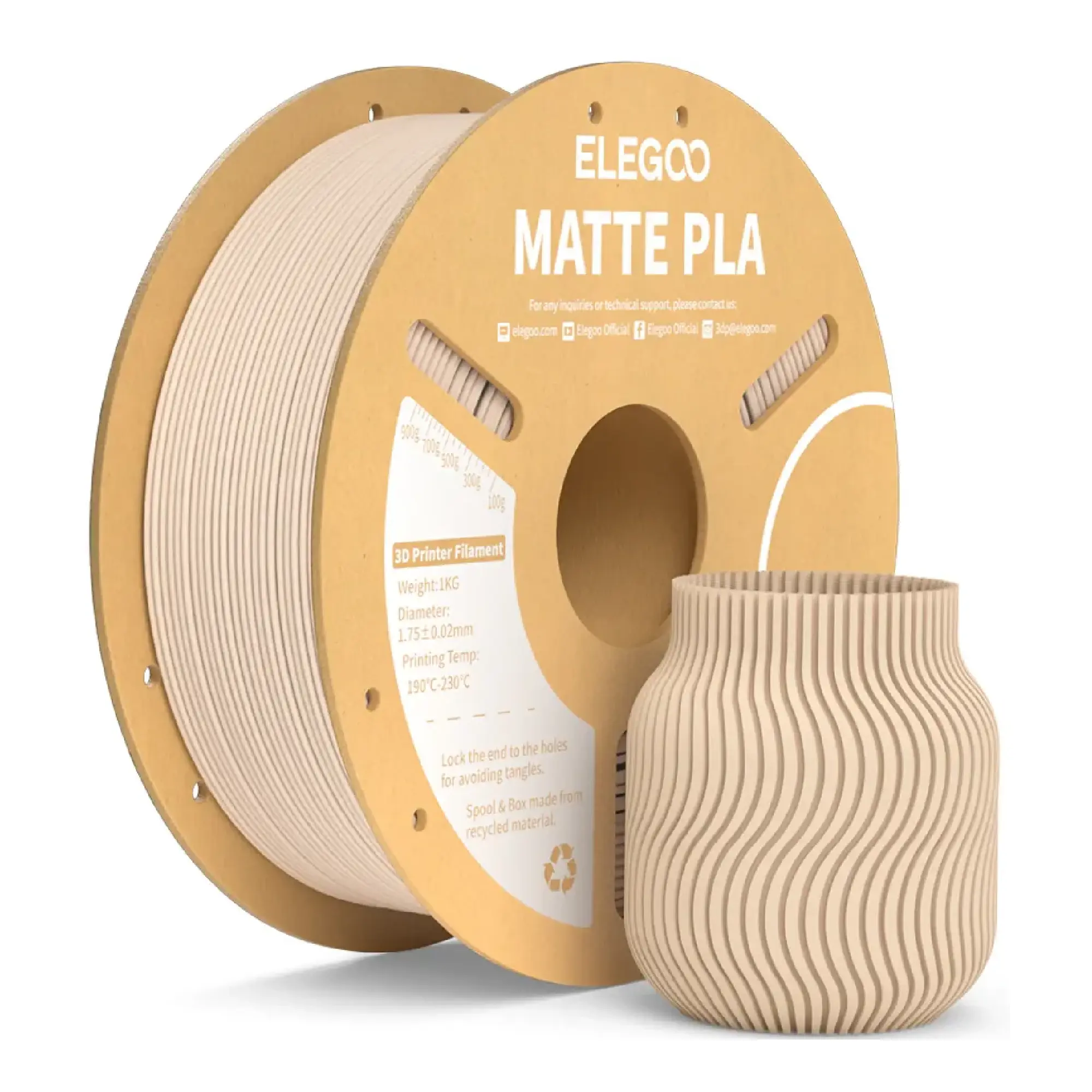 Купити PLA Filament (пластик) для 3D принтера ELEGOO матовий 1кг, 1.75мм, бежевий (50.203.0260) - фото 1