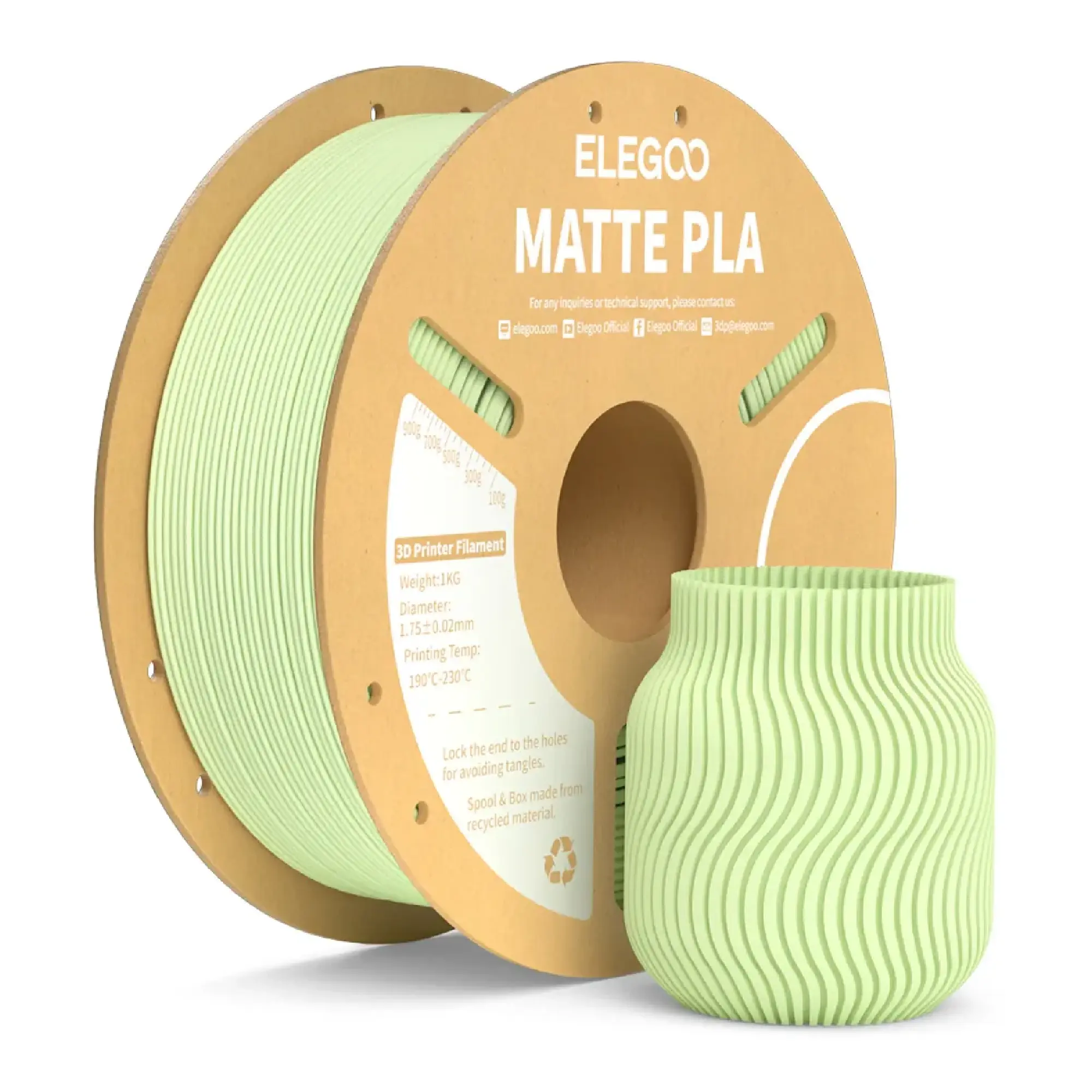 Купить PLA Filament (пластик) для 3D принтера ELEGOO матовый 1кг, 1.75мм, зелёная мята (50.203.0262) - фото 1