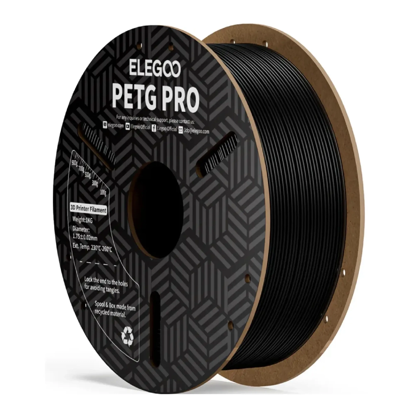 Купить PETG PRO Filament (пластик) для 3D принтера ELEGOO 1кг, 1.75мм, черный (50.203.0198) - фото 1