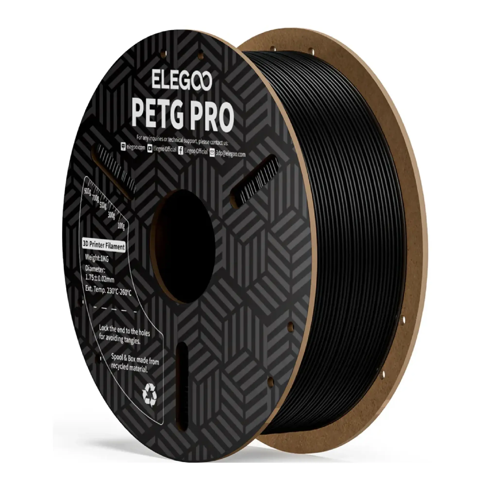 Купить PETG PRO Filament (пластик) для 3D принтера ELEGOO 1кг, 1.75мм, черный (50.203.0198) - фото 1