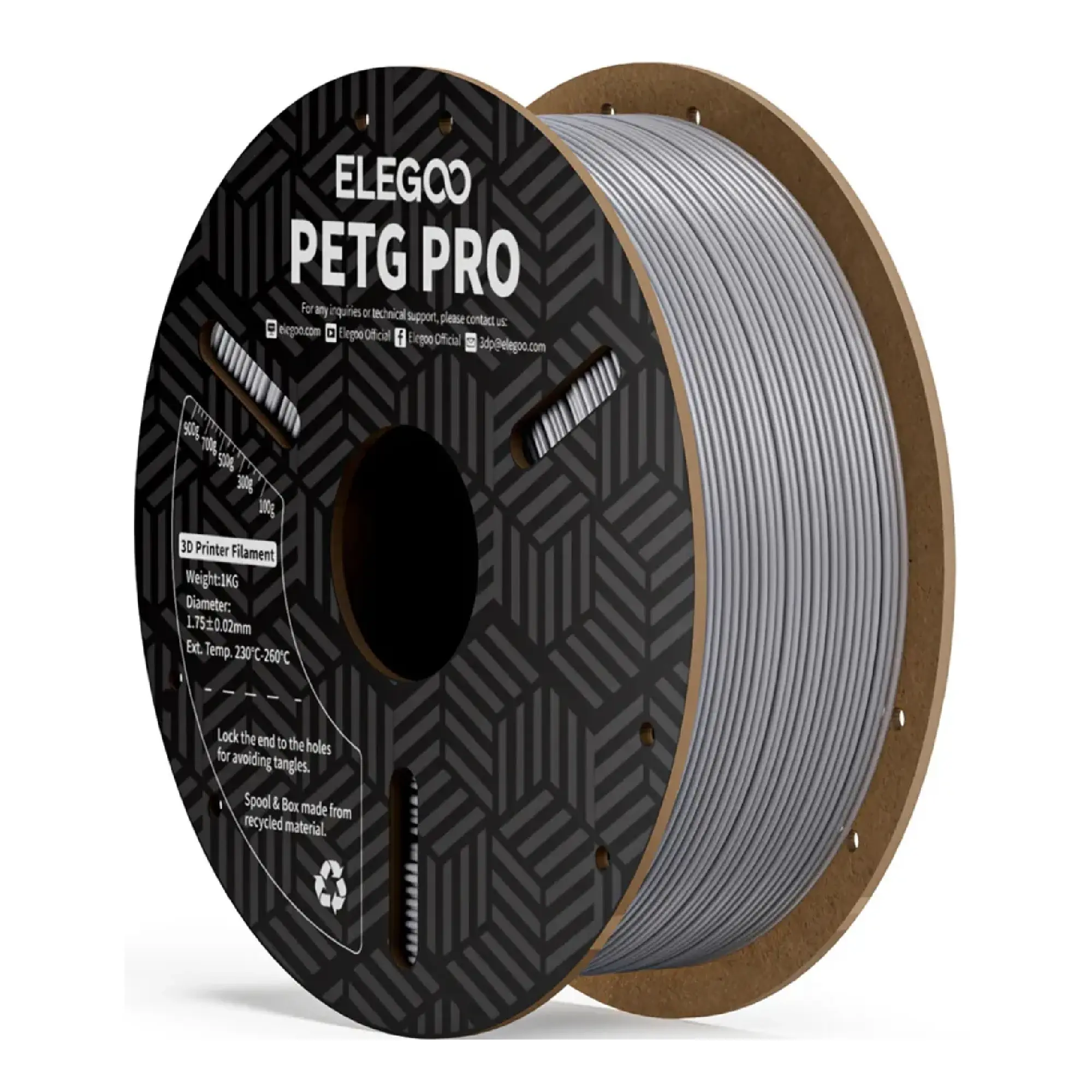 Купить PETG PRO Filament (пластик) для 3D принтера ELEGOO 1кг, 1.75мм, серый (50.203.0205) - фото 1