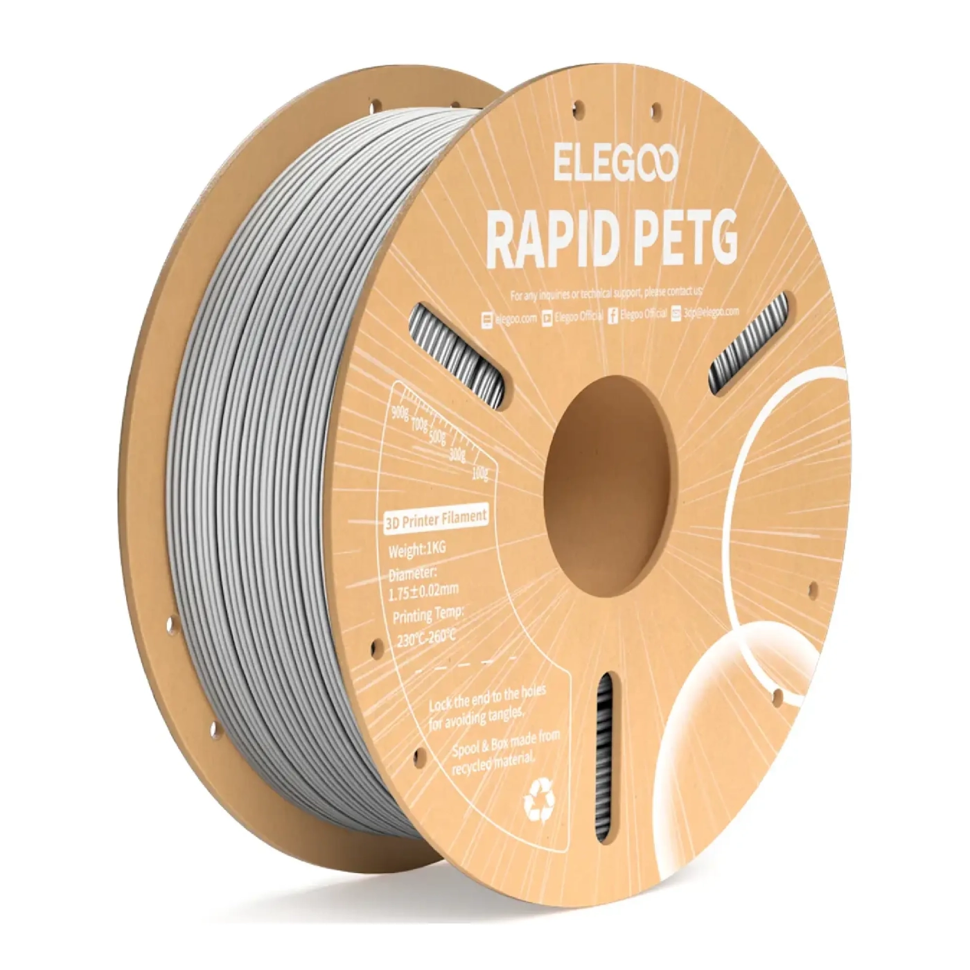 Купить Rapid PETG Filament (пластик) для 3D принтера ELEGOO 1кг, 1.75мм, серый (50.203.0222) - фото 1
