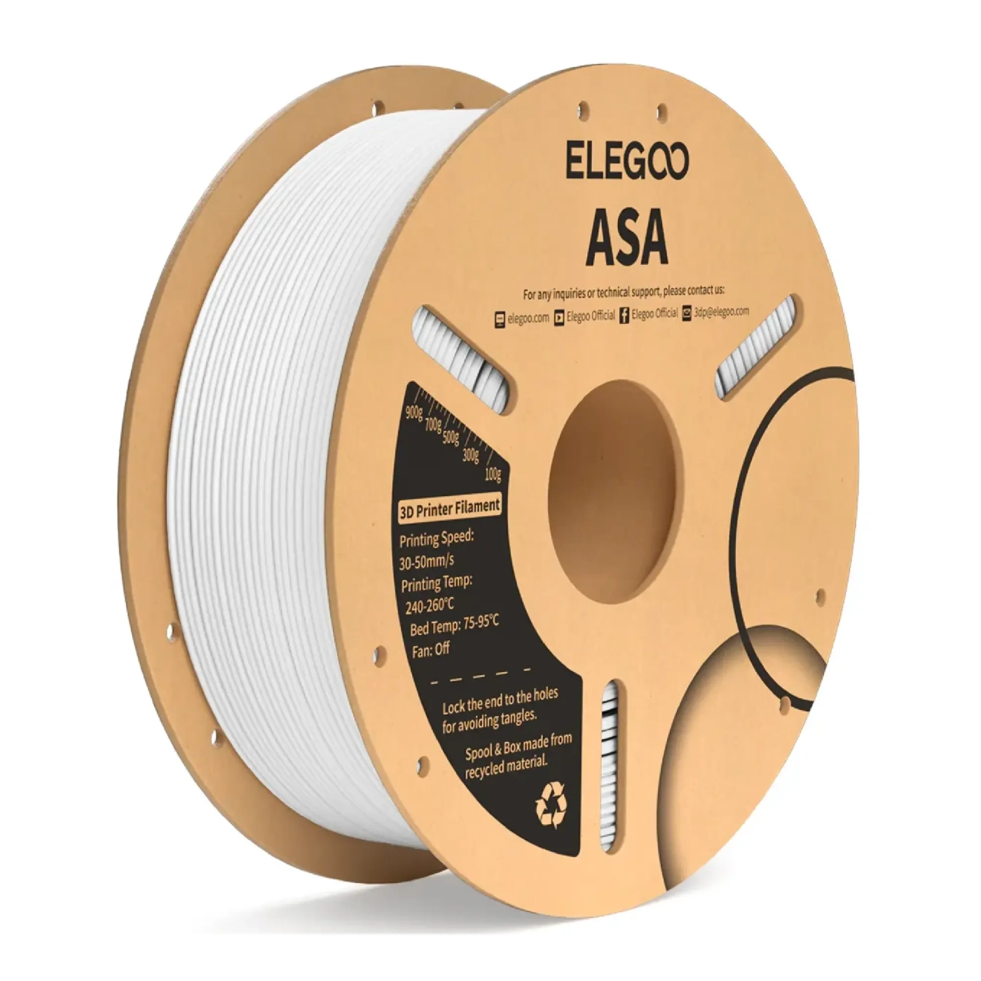 Купити ASA Filament (пластик) для 3D принтера ELEGOO 1кг, 1.75мм, білий (50.203.0183) - фото 1