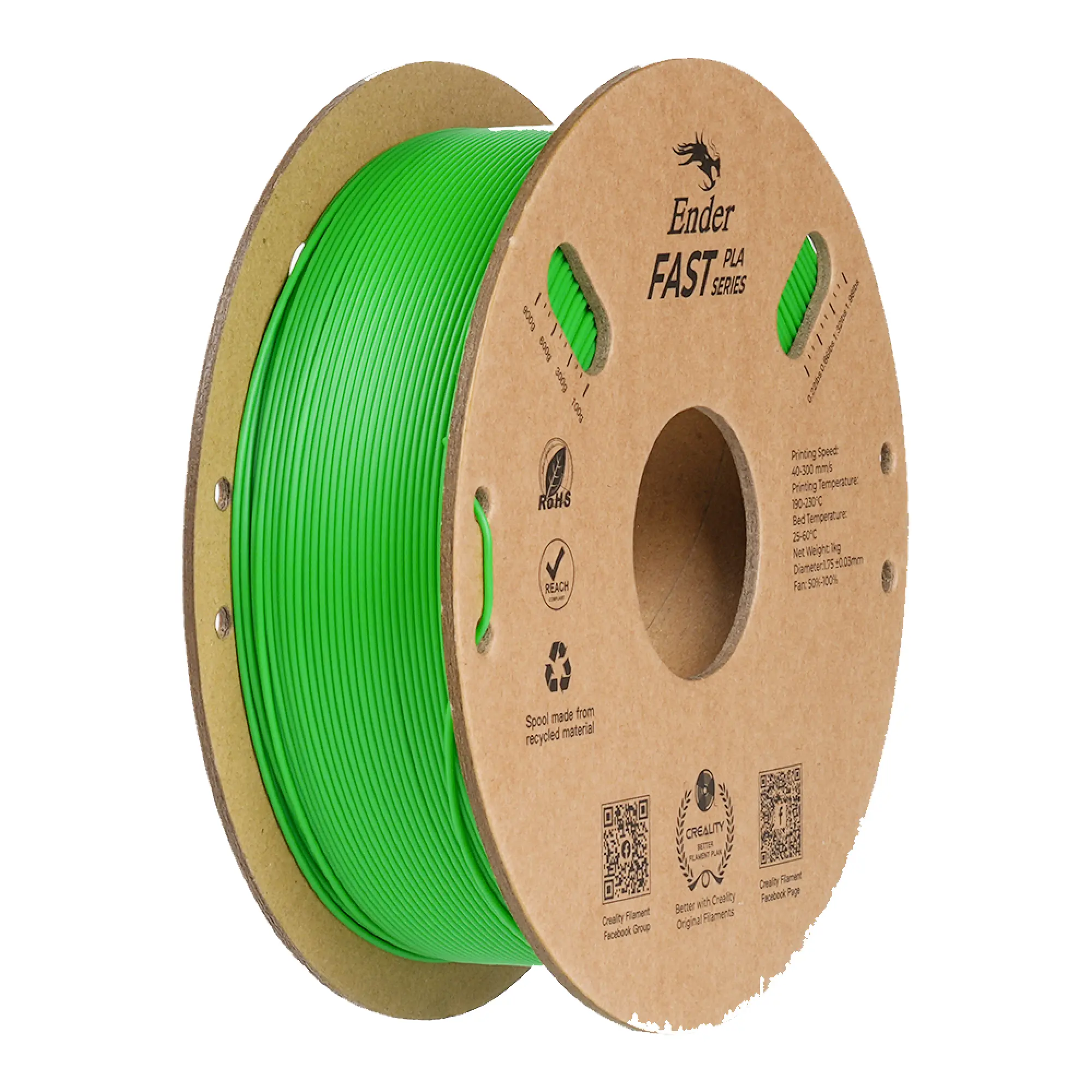 Купить Fast PLA Filament (пластик) для 3D принтера CREALITY Ender 1кг, 1.75мм, зеленый (3301010429) - фото 1