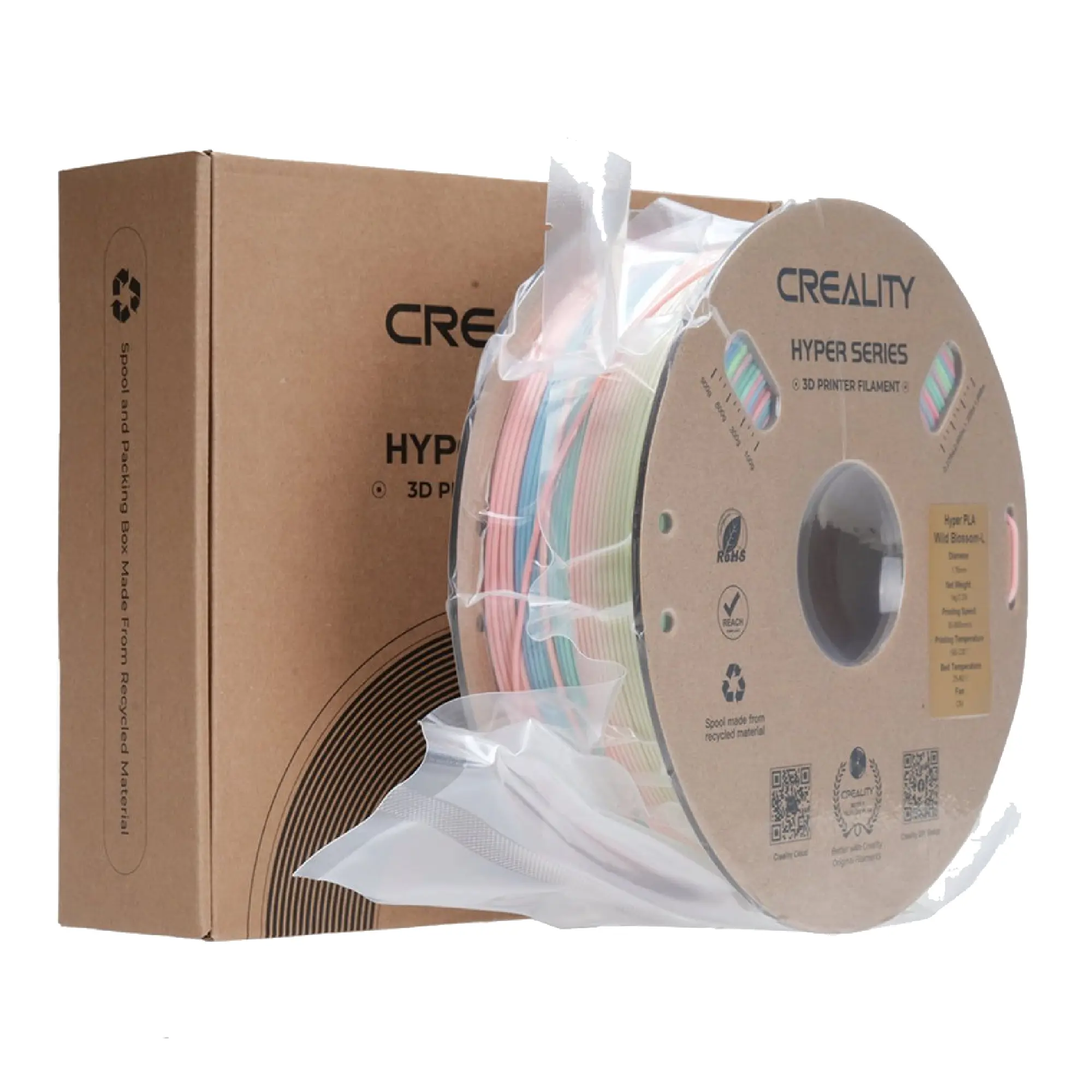 Купить Hyper PLA Filament (пластик) для 3D принтера CREALITY 1кг, 1.75мм, радужный, дикий цветок (длинный градиент) (3301010426) - фото 4