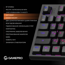 Купити Клавіатура GamePro MK180B Hot-Swap Red Switch RGB Black - фото 9
