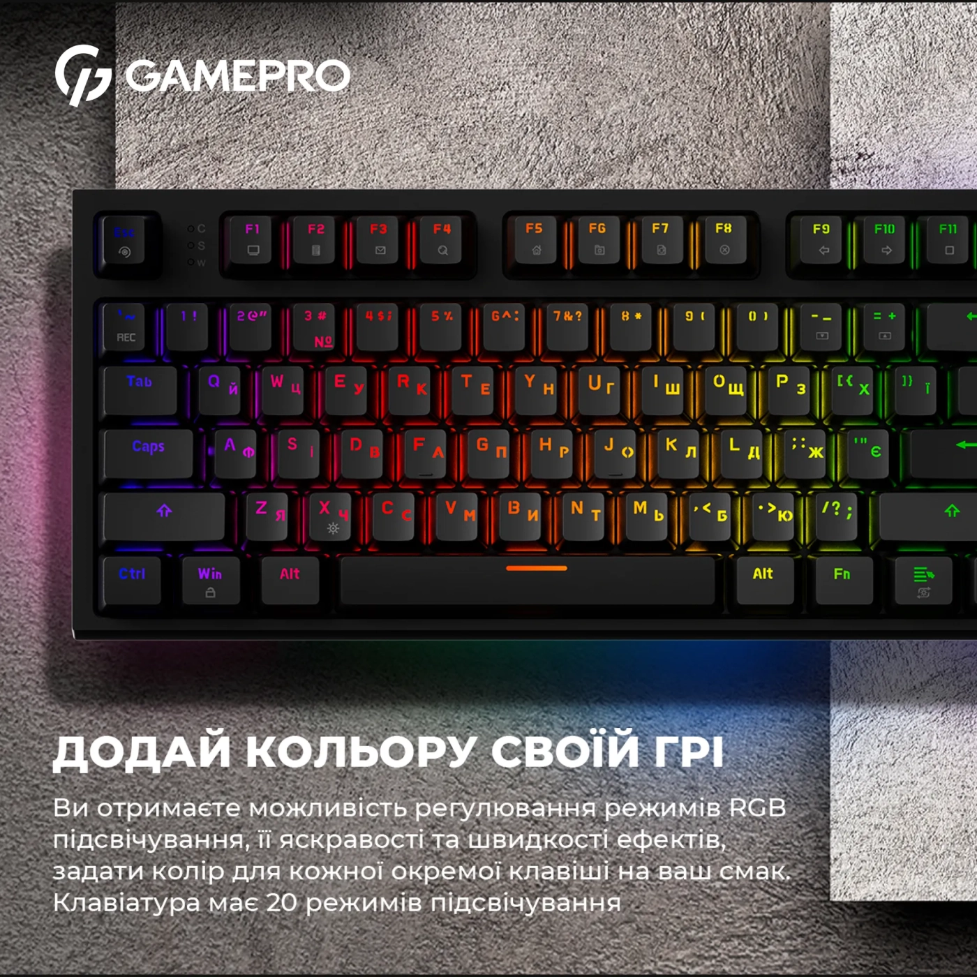 Купити Клавіатура GamePro MK180B Hot-Swap Red Switch RGB Black - фото 14