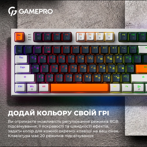 Купити Клавіатура GamePro MK180W Hot-Swap Red Switch RGB White - фото 14