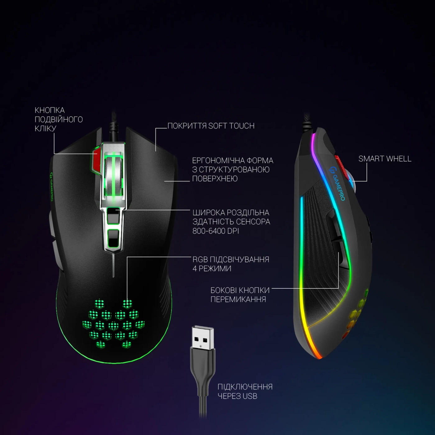 Купить Мышь GamePro Phoenix USB Black (GM543) - фото 9