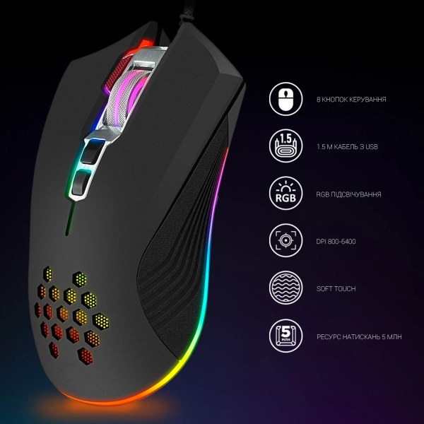 Купить Мышь GamePro Phoenix USB Black (GM543) - фото 13