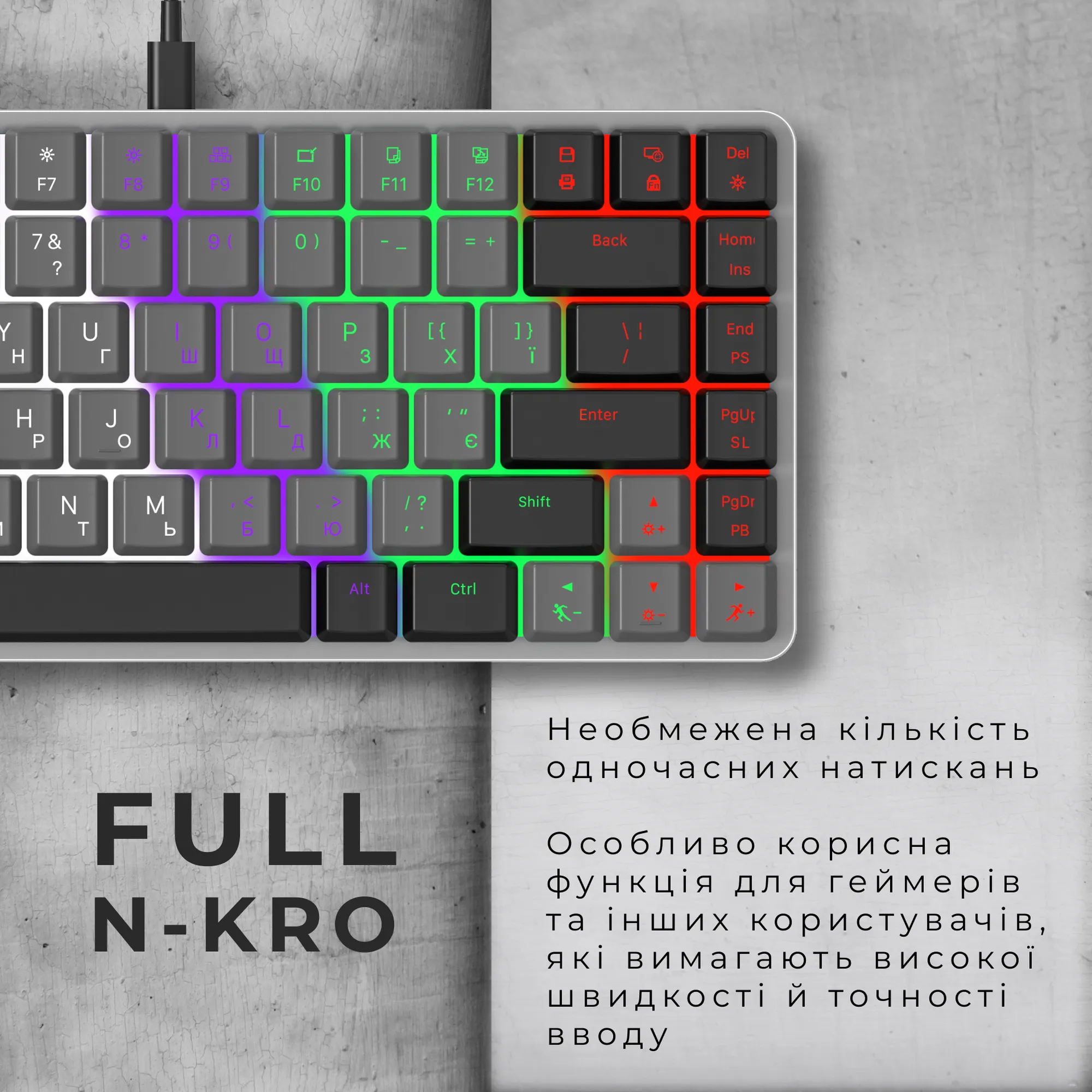 Купить Клавиатура GamePro MK140R Red Swich Low Profile USB Dark Gray - фото 10
