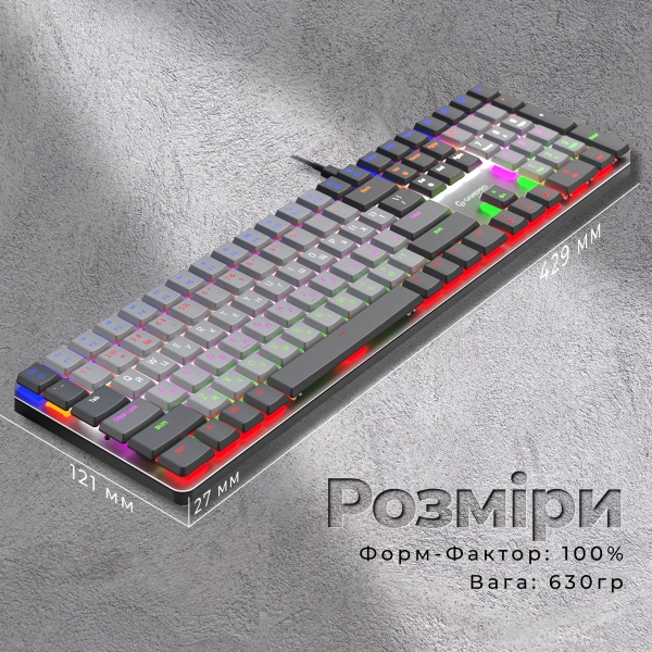 Купити Клавіатура GamePro MK145R Red Swich Low Profile USB Dark Gray - фото 5