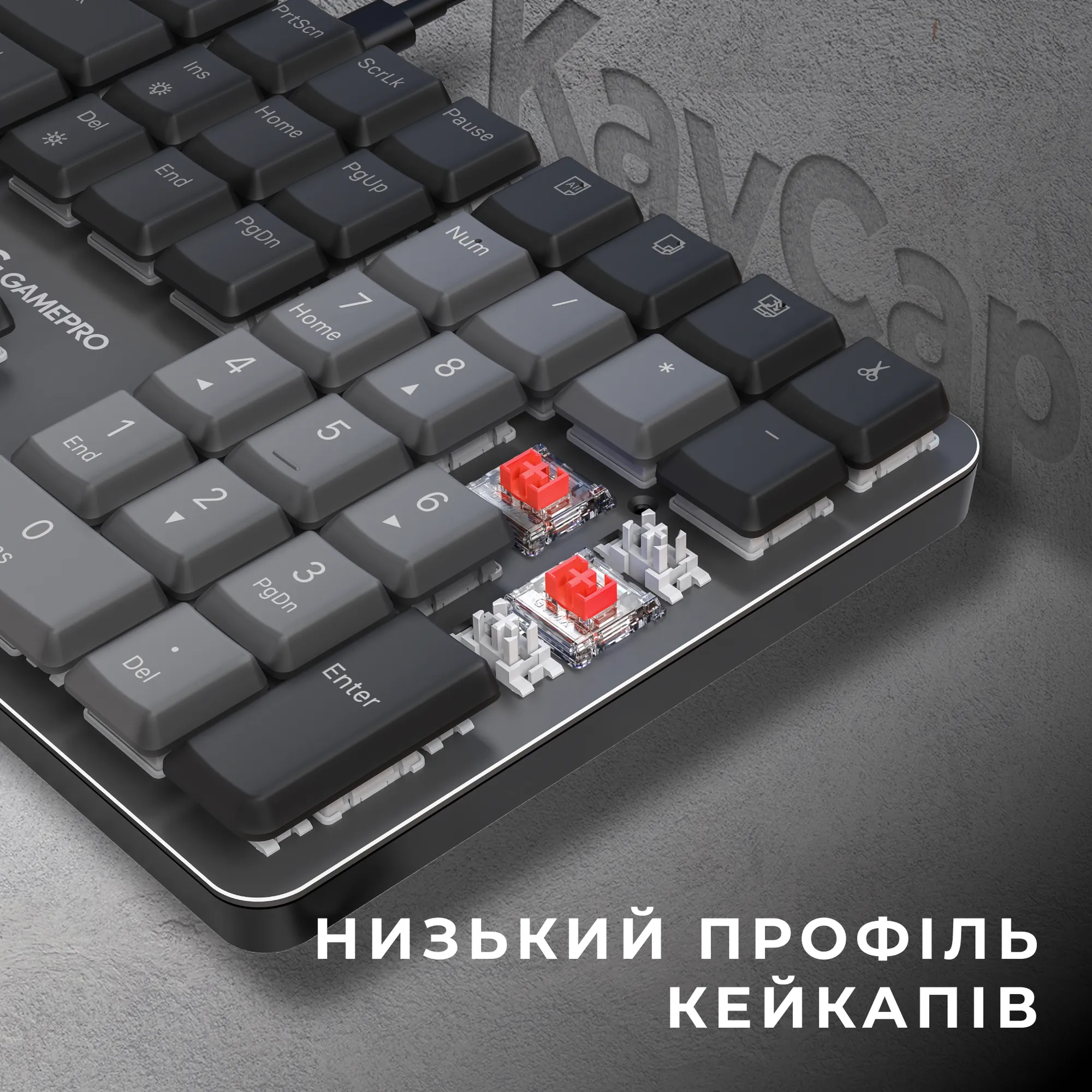Купити Клавіатура GamePro MK145R Red Swich Low Profile USB Dark Gray - фото 6