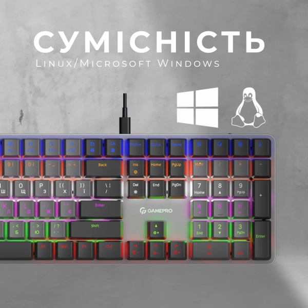 Купити Клавіатура GamePro MK145R Red Swich Low Profile USB Dark Gray - фото 11