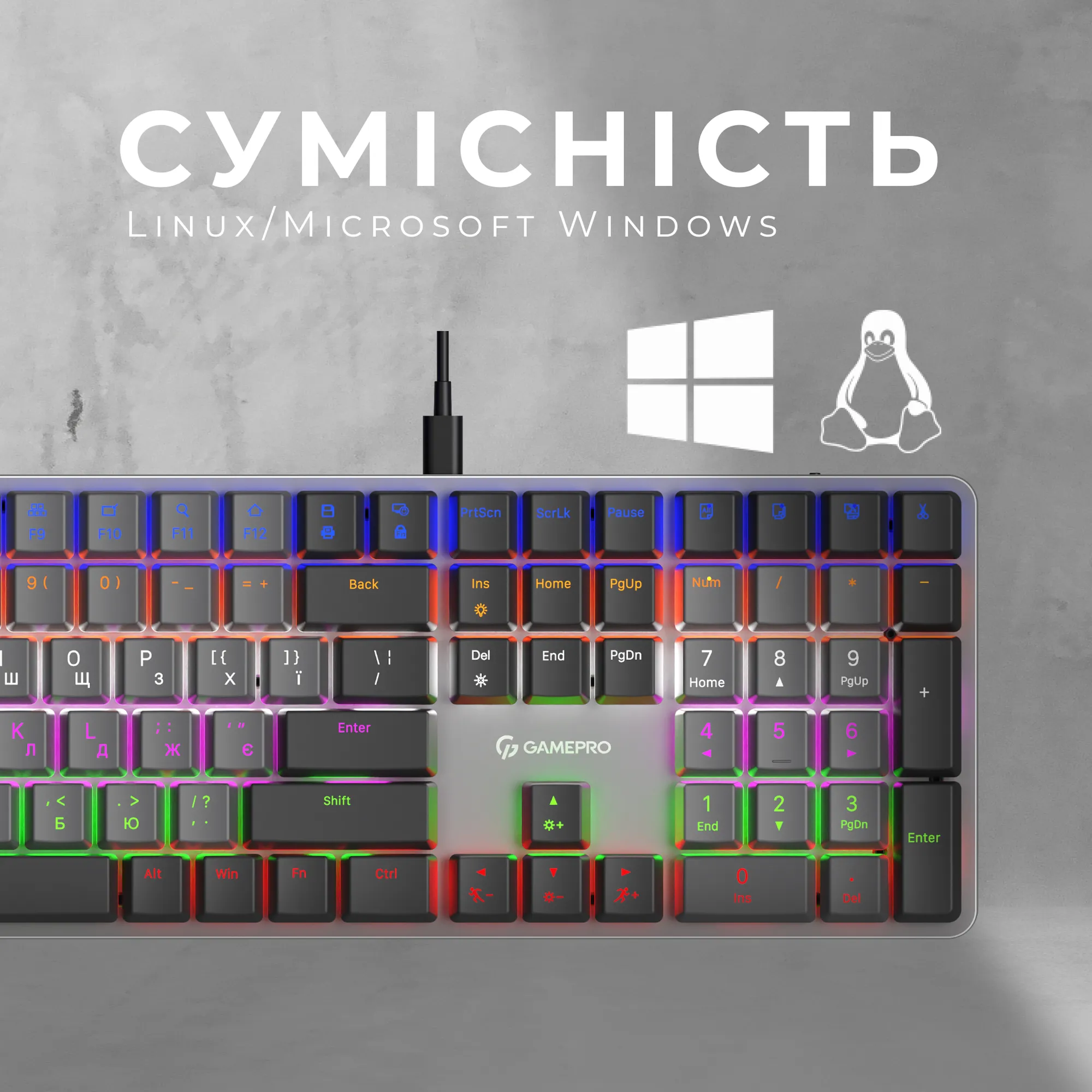 Купити Клавіатура GamePro MK145R Red Swich Low Profile USB Dark Gray - фото 11