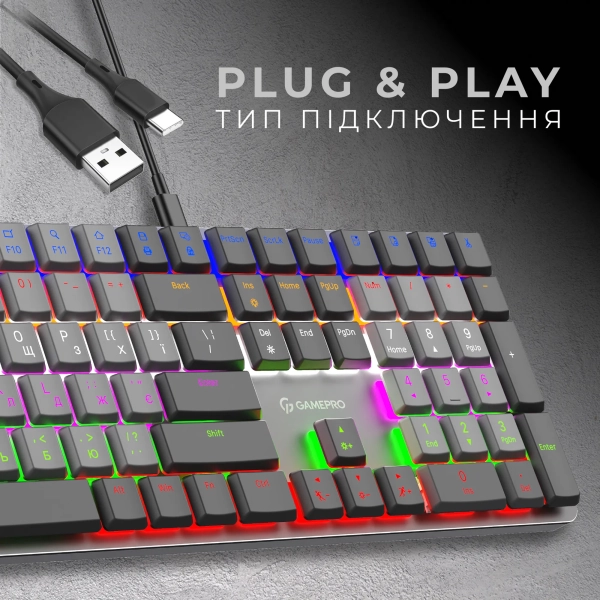 Купити Клавіатура GamePro MK145R Red Swich Low Profile USB Dark Gray - фото 12