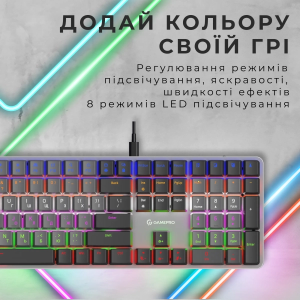 Купити Клавіатура GamePro MK145R Red Swich Low Profile USB Dark Gray - фото 13