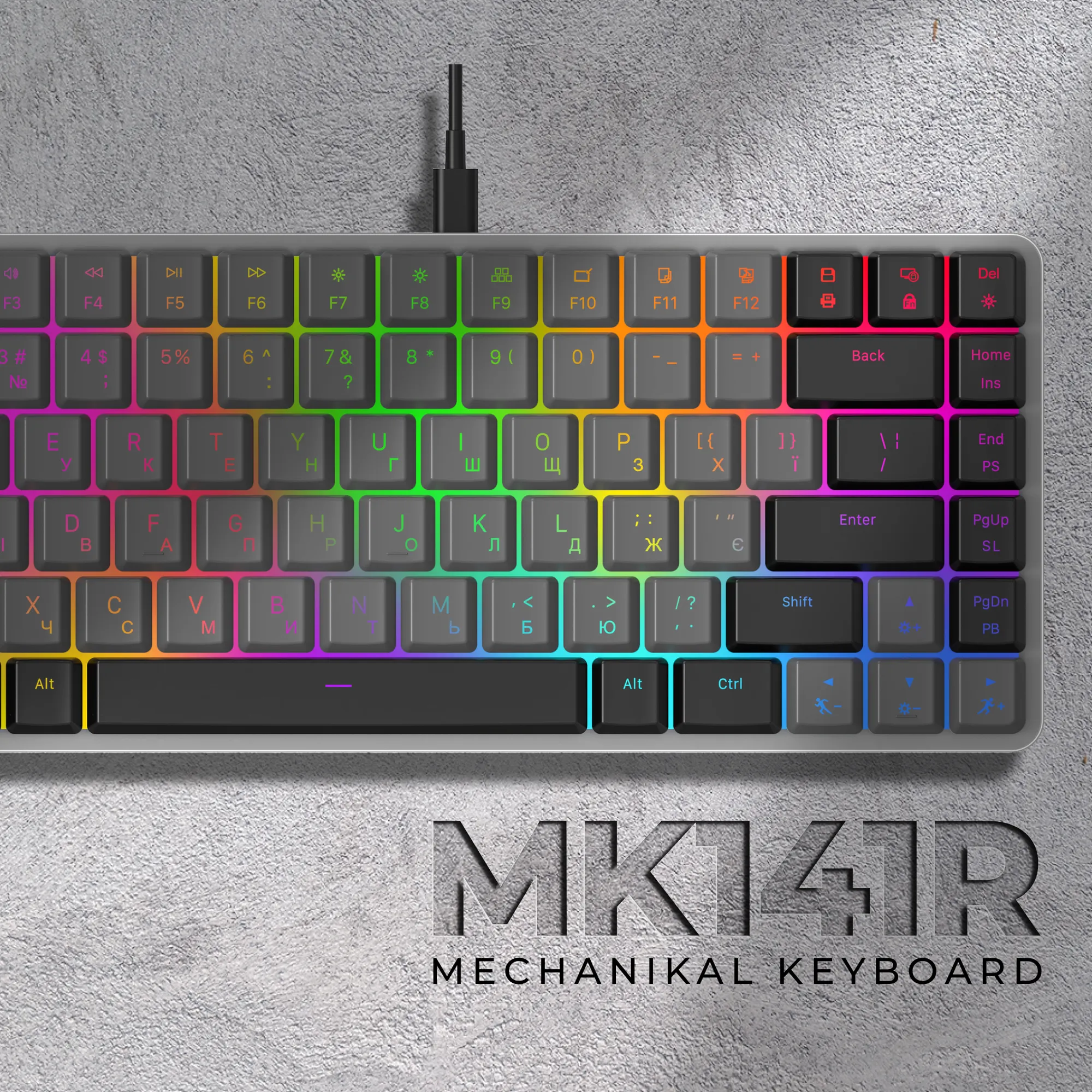 Купить Клавиатура GamePro MK141R Red Swich Low Profile RGB USB Dark Gray - фото 4