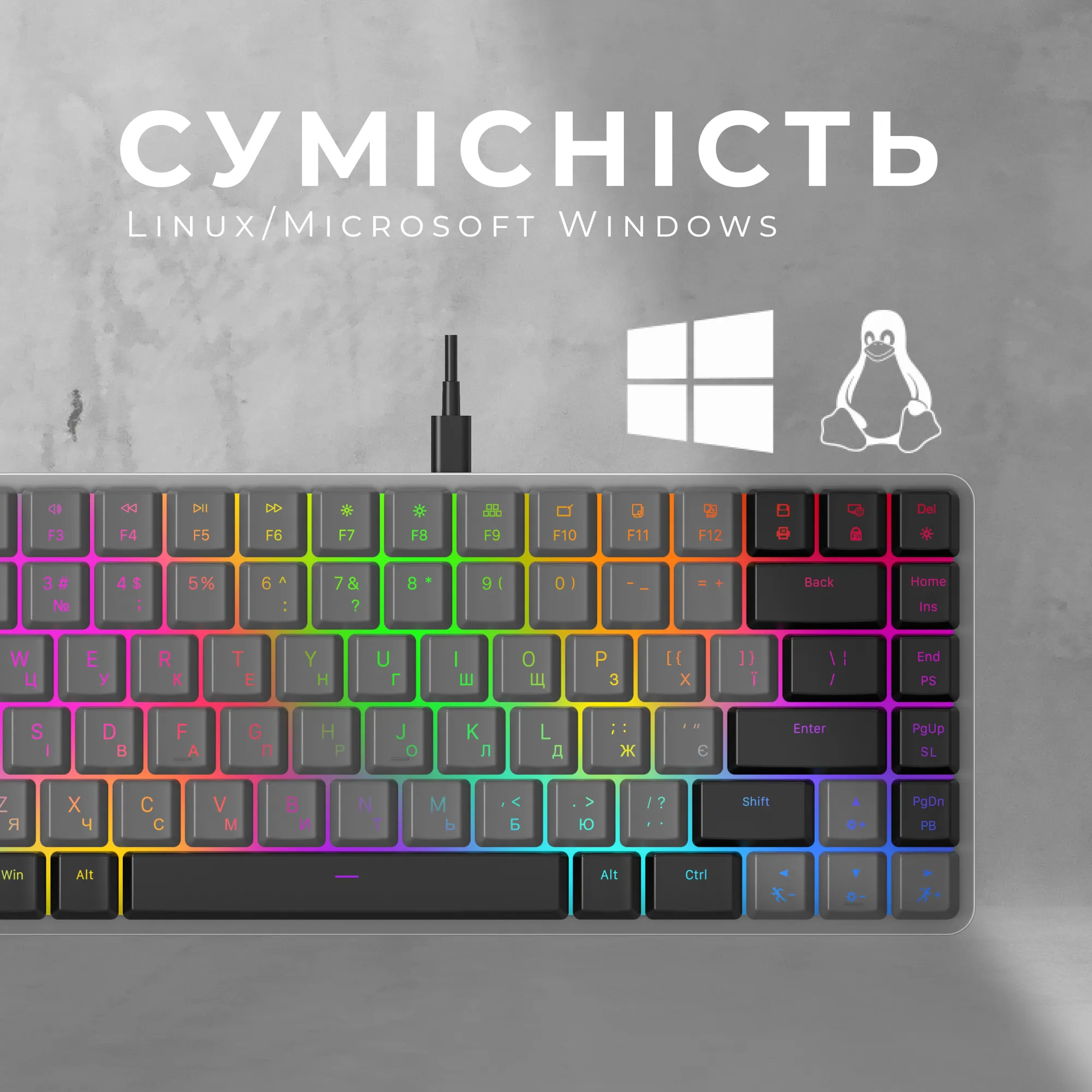 Купить Клавиатура GamePro MK141R Red Swich Low Profile RGB USB Dark Gray - фото 11