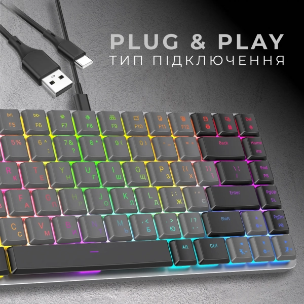 Купить Клавиатура GamePro MK141R Red Swich Low Profile RGB USB Dark Gray - фото 12