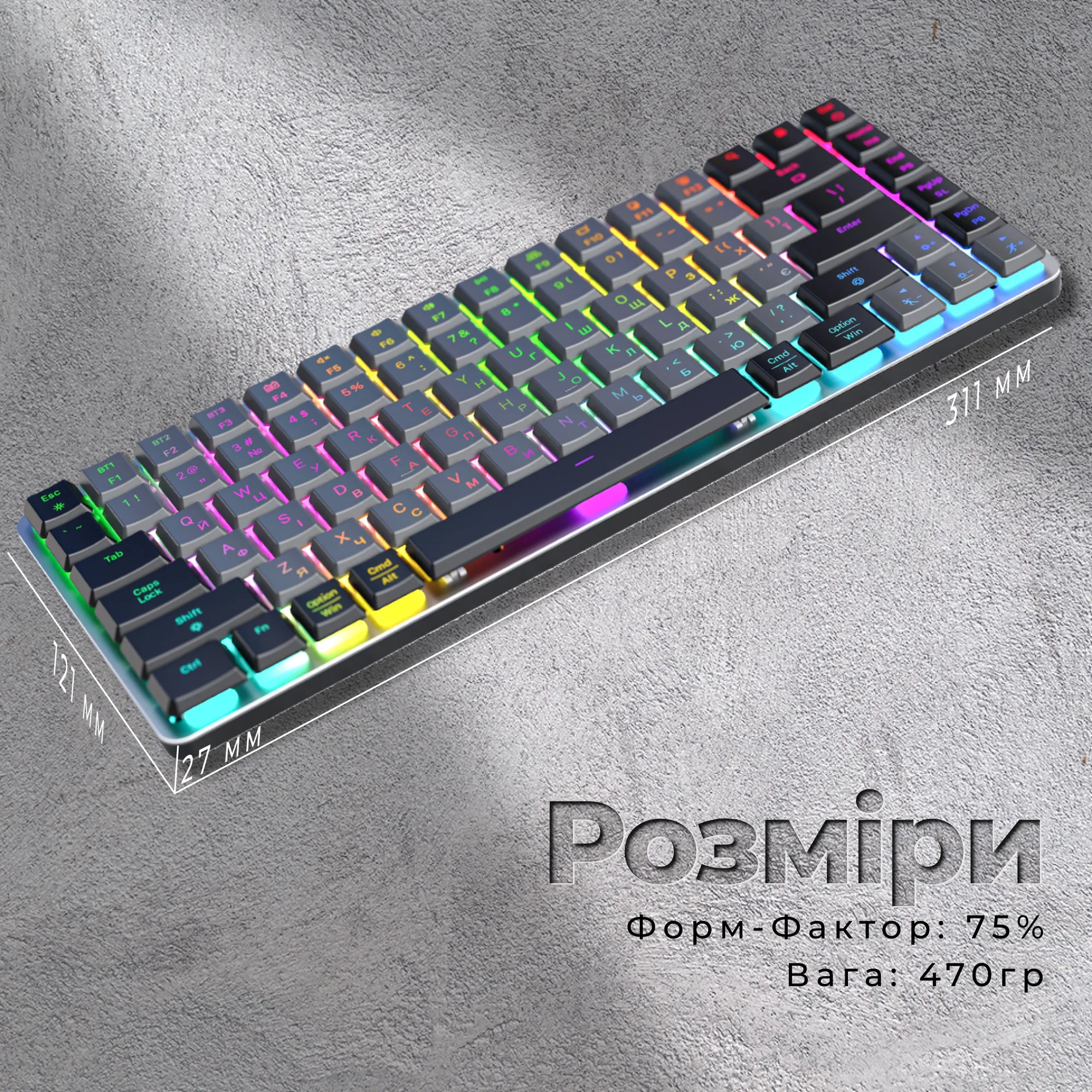 Купить Клавиатура GamePro MK230R Red Swich Low Profile RGB Wireless/Bluetooth/USB Dark Gray - фото 5