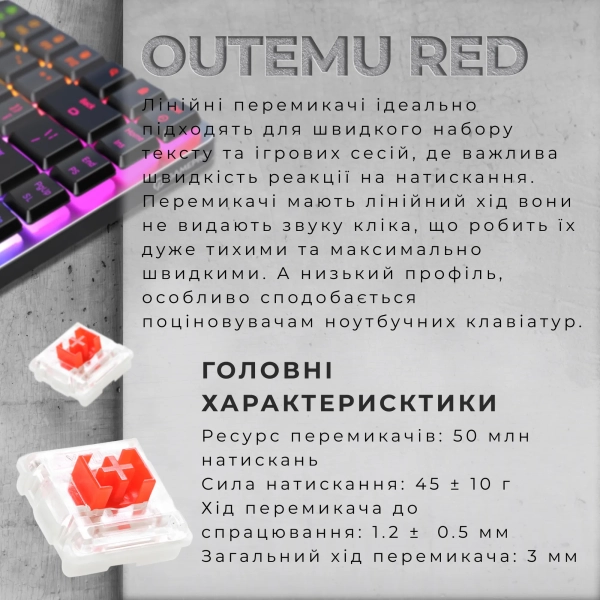 Купить Клавиатура GamePro MK230R Red Swich Low Profile RGB Wireless/Bluetooth/USB Dark Gray - фото 9