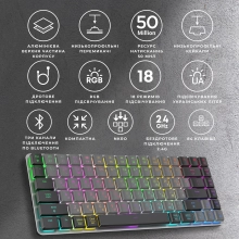 Купить Клавиатура GamePro MK230R Red Swich Low Profile RGB Wireless/Bluetooth/USB Dark Gray - фото 10