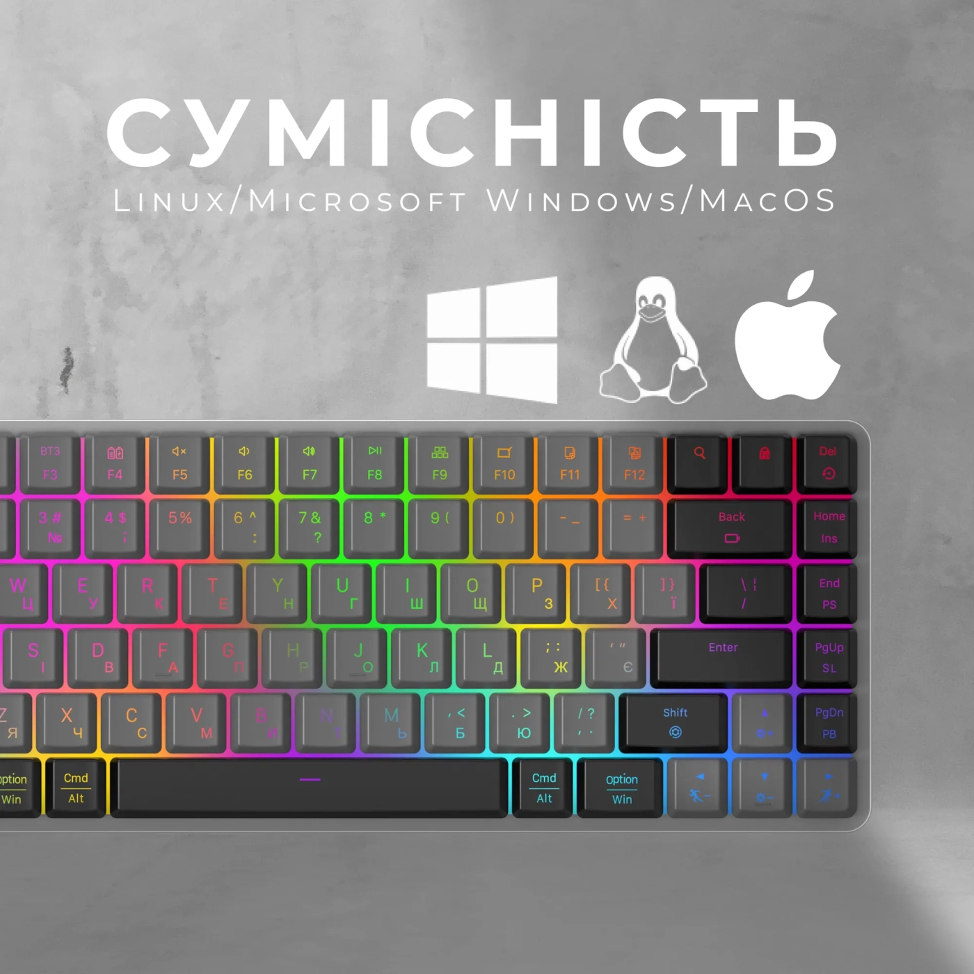 Купить Клавиатура GamePro MK230R Red Swich Low Profile RGB Wireless/Bluetooth/USB Dark Gray - фото 13
