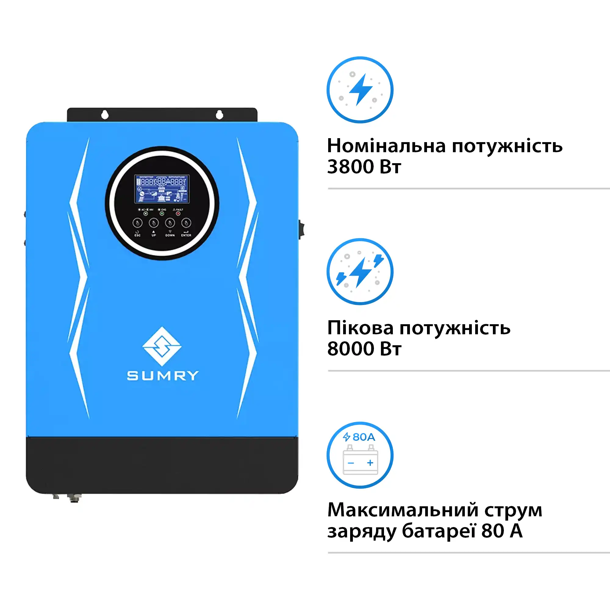 Купить Автономный инвертор Sumry SP-4200H-24 3800W 24V 1 MPPT 220V Однофазный (SP-4200H-24) - фото 2