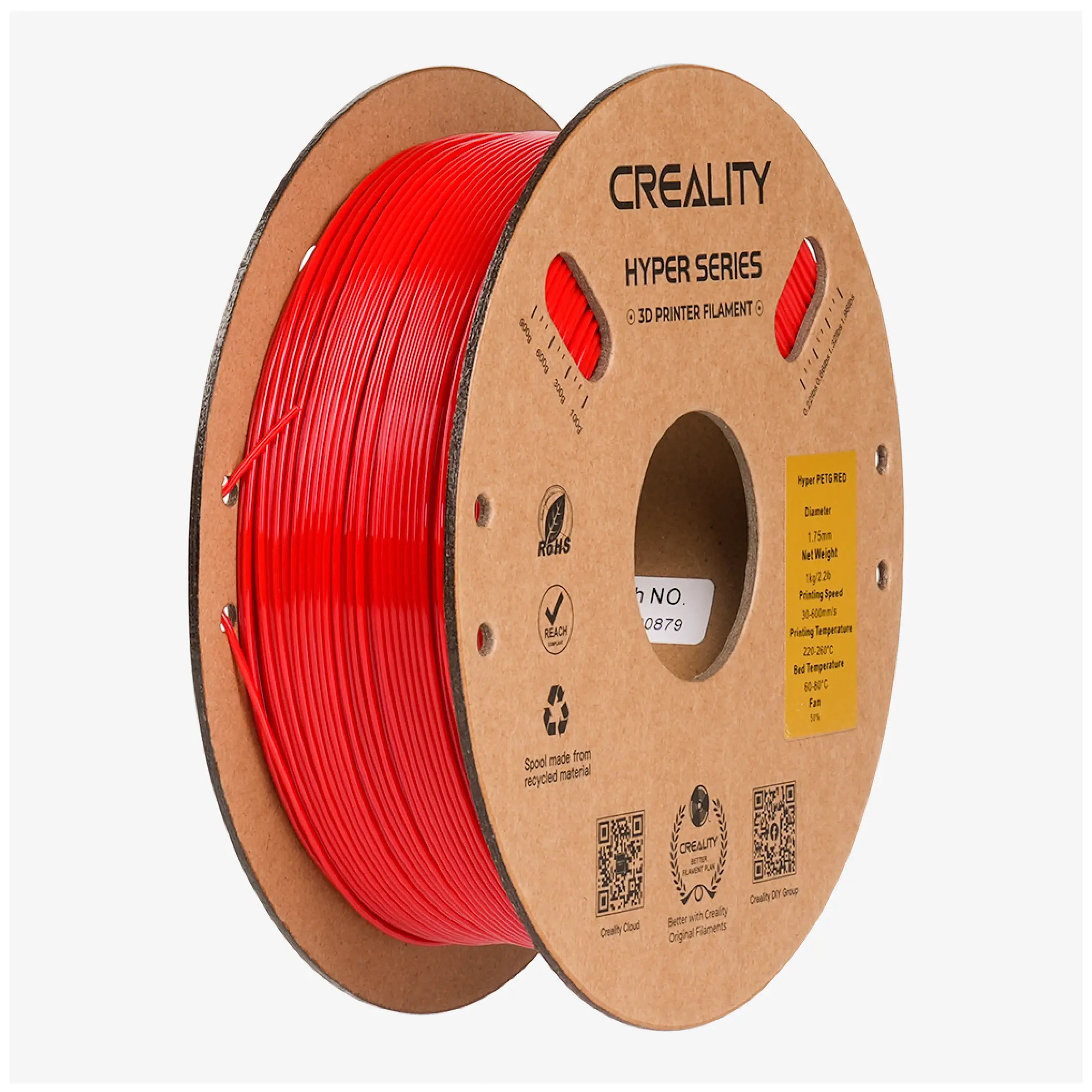 Купить Hyper PETG Filament (пластик) для 3D принтера CREALITY 1кг, 1.75мм, красный (3301030072) - фото 1
