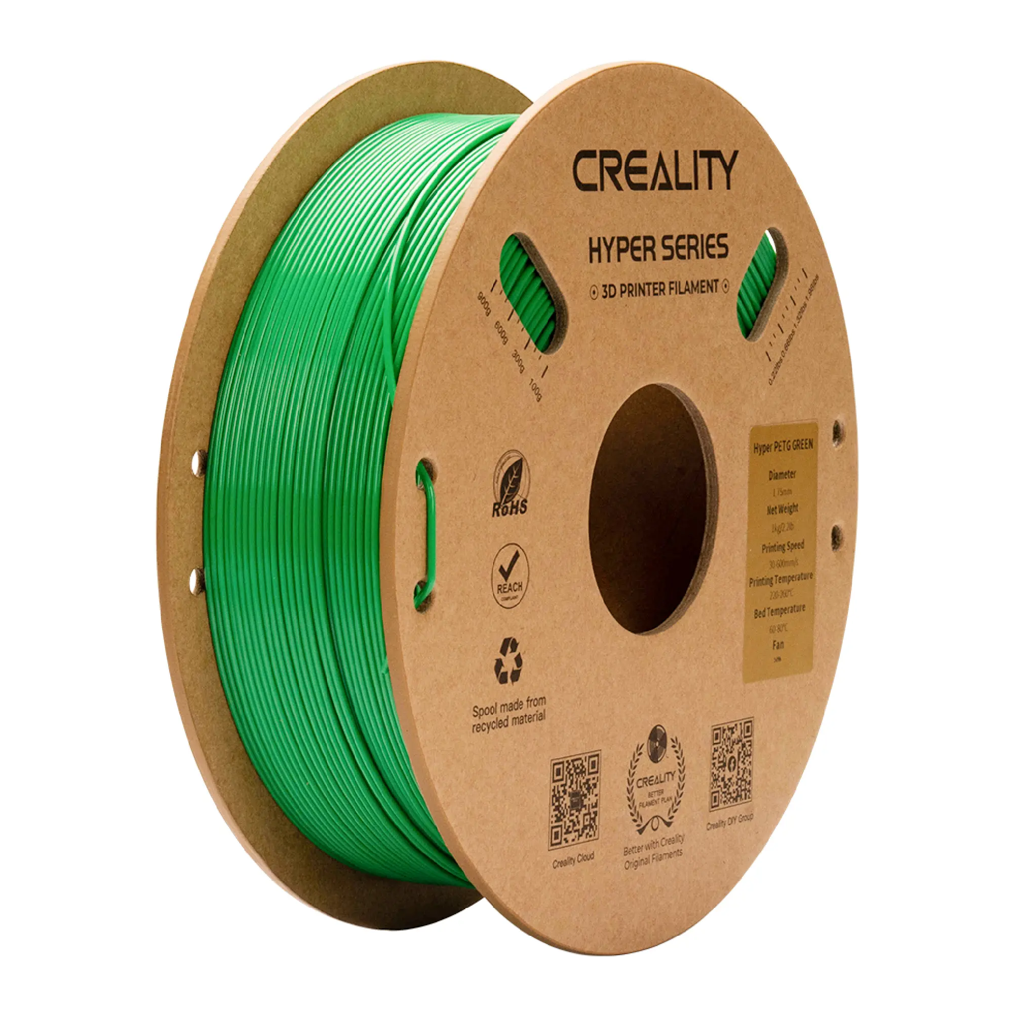 Купить Hyper PETG Filament (пластик) для 3D принтера CREALITY 1кг, 1.75мм, зеленый (3301030069) - фото 1