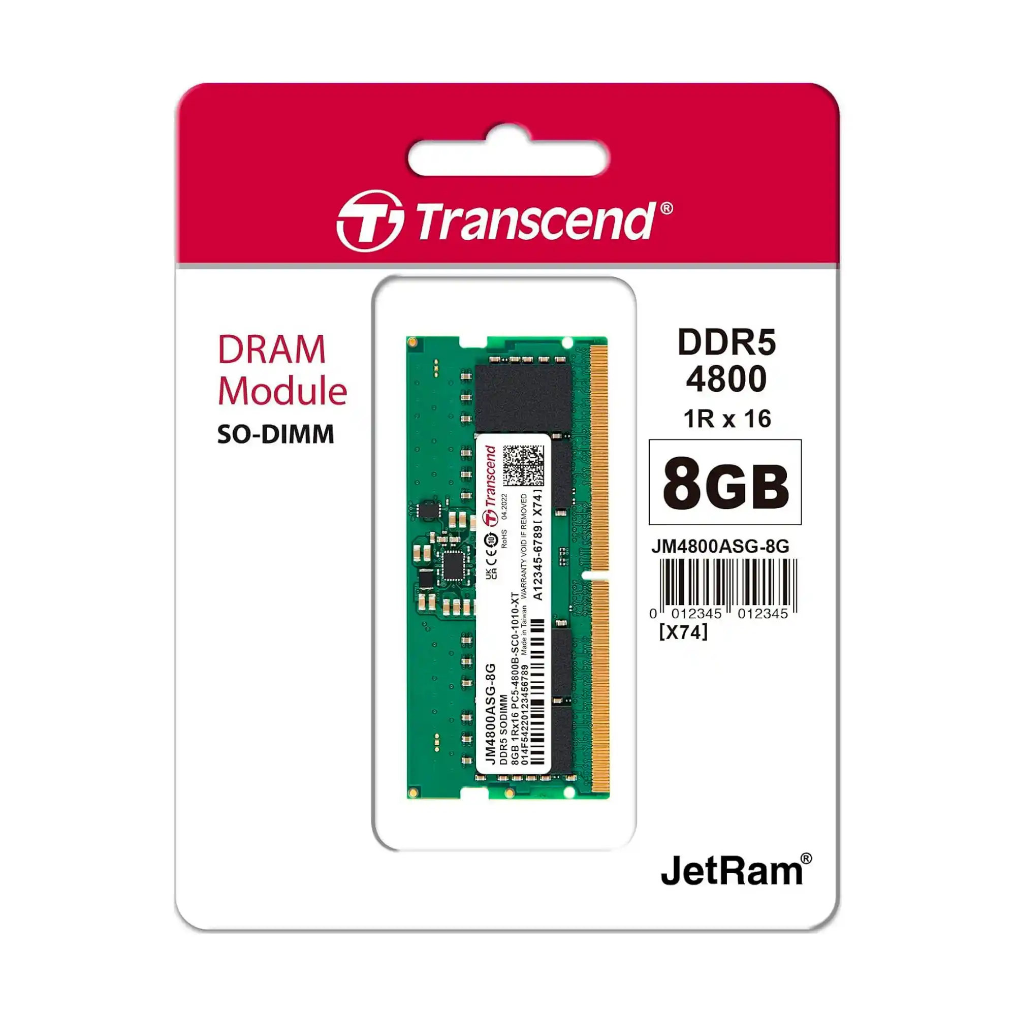 Купить Модуль памяти Transcend JetRam DDR5-4800 SODIMM 8GB (JM4800ASG-8G) - фото 2