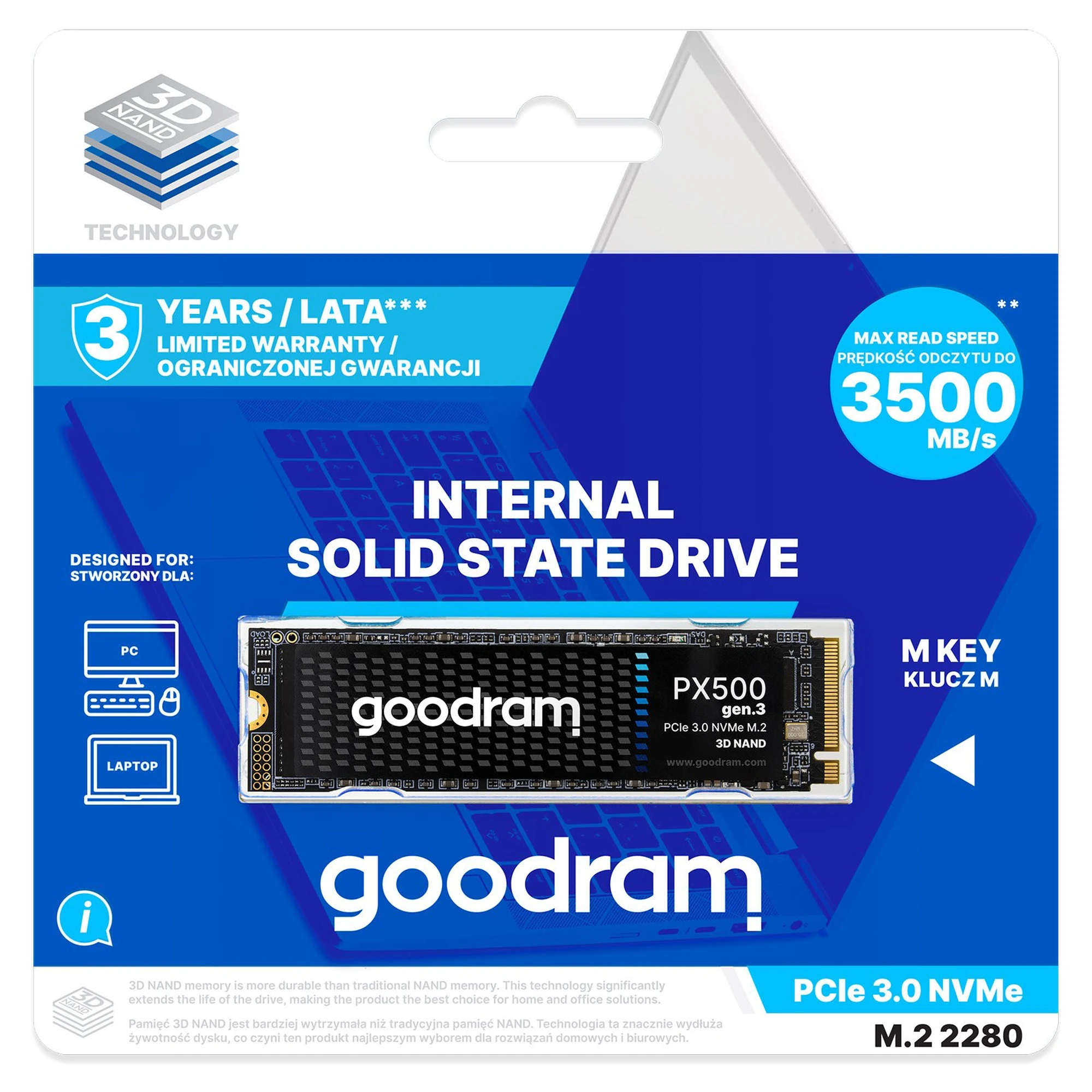Купить SSD диск 1TB Goodram PX500 M.2 PCIe 3.0 x4 NVMe 3D TLC (SSDPR-PX500-01T-80-G3) - фото 3