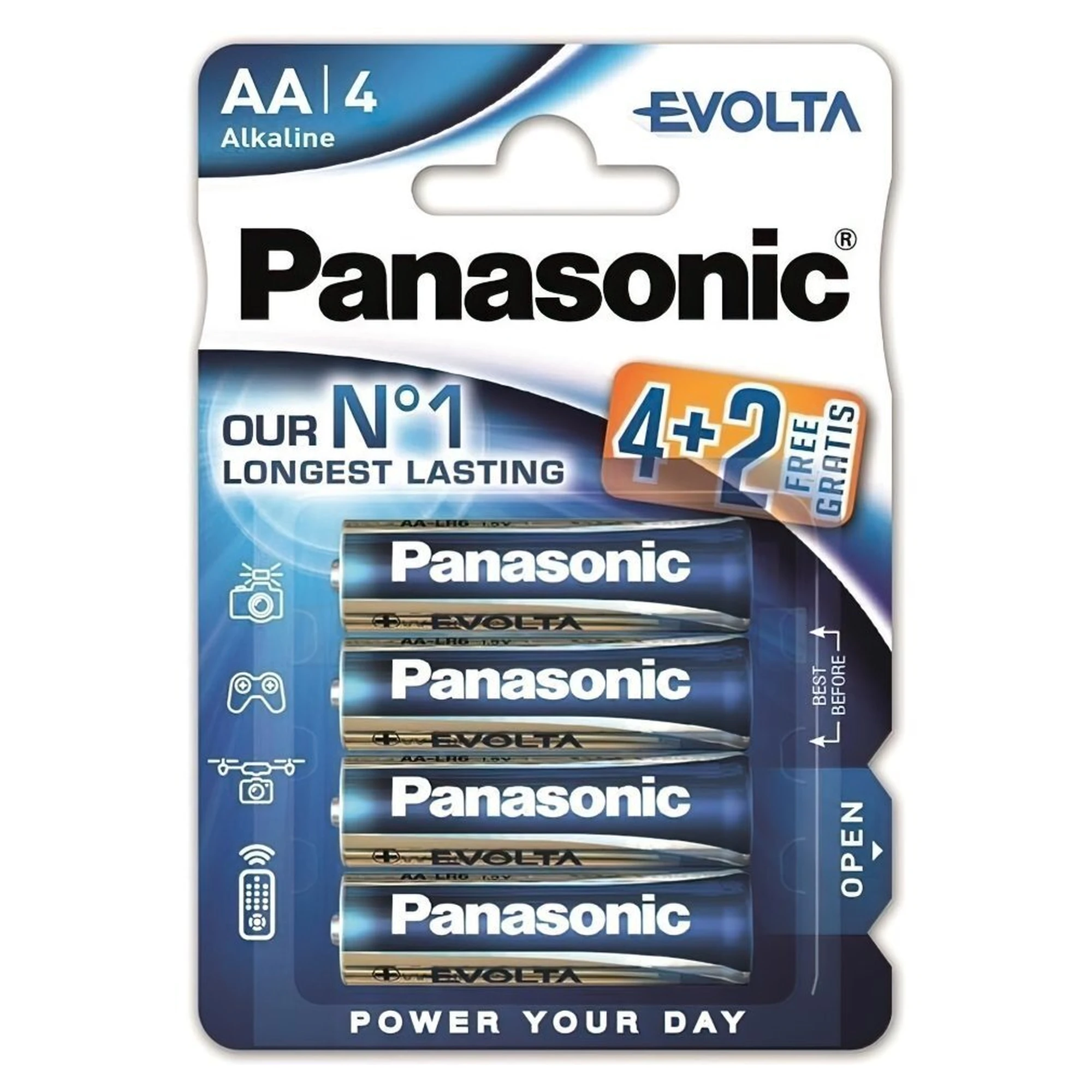 Купить Батарейка Panasonic EVOLTA ALKALINE AA 6 шт. (LR6EGE/6B2F) - фото 1