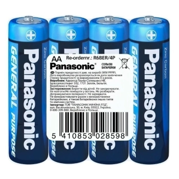 Купить Батарейка Panasonic GENERAL PURPOSE R6 TRAY 4 ZINK-CARBON (R6BER/4P) - фото 1