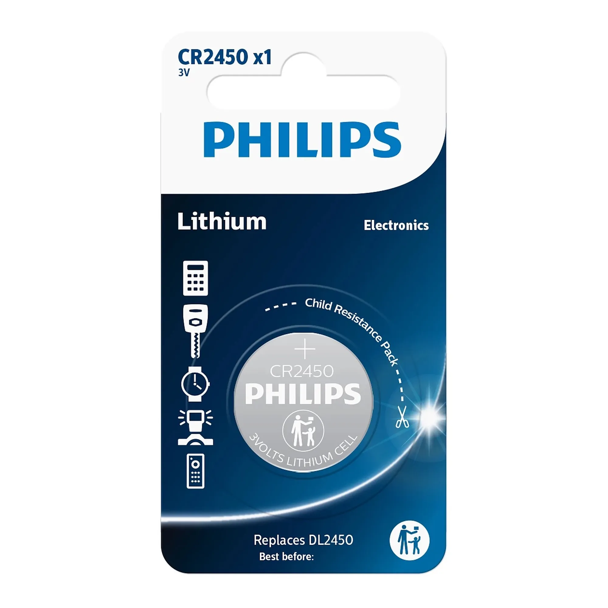 Купить Батарейка Philips CR2450 Lithium 1 шт. (CR2450/10B) - фото 1