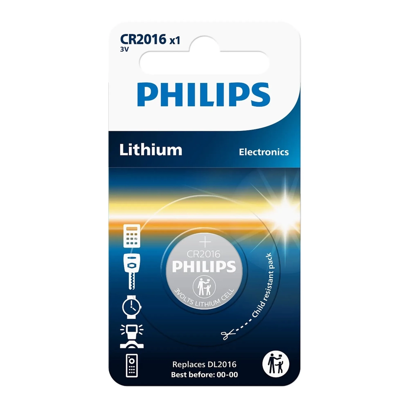Купить Батарейка Philips CR2016 Lithium 1 шт. (CR2016/01B) - фото 1