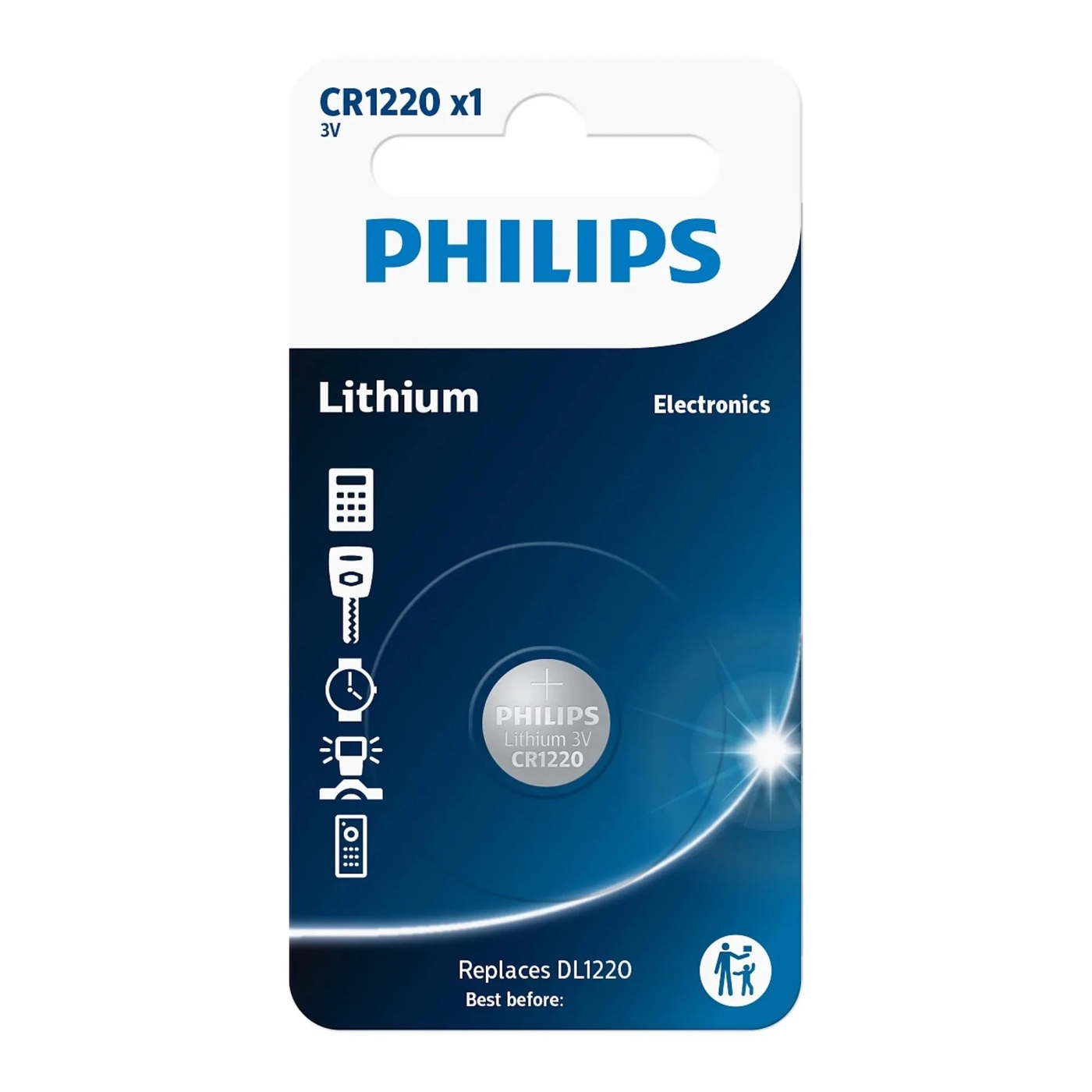 Купить Батарейка Philips CR1220 Lithium 1 шт. (CR1220/00B) - фото 1