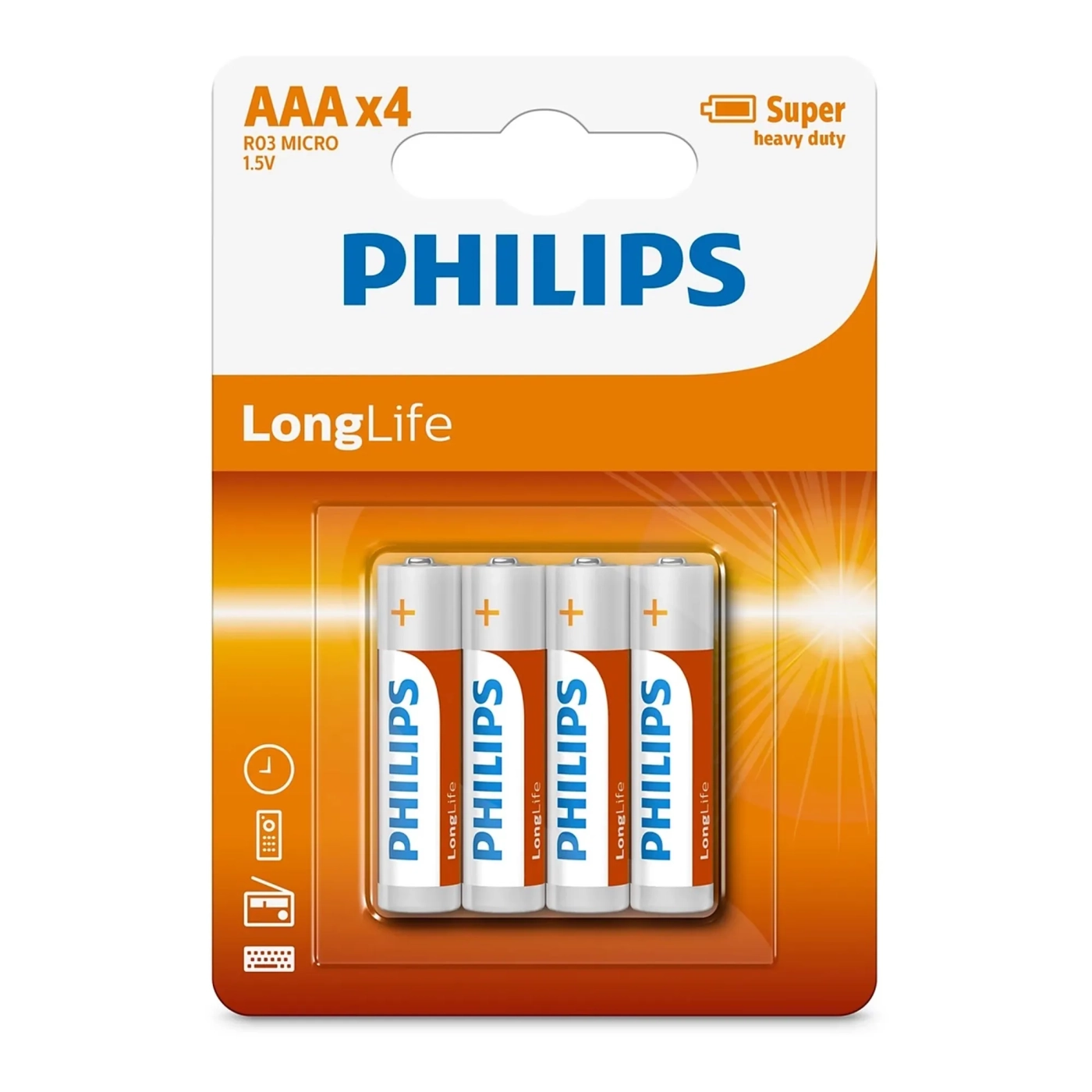 Купити Батарейка Philips LongLife Zinc Carbon AAA 4 шт (R03L4B/10) - фото 1