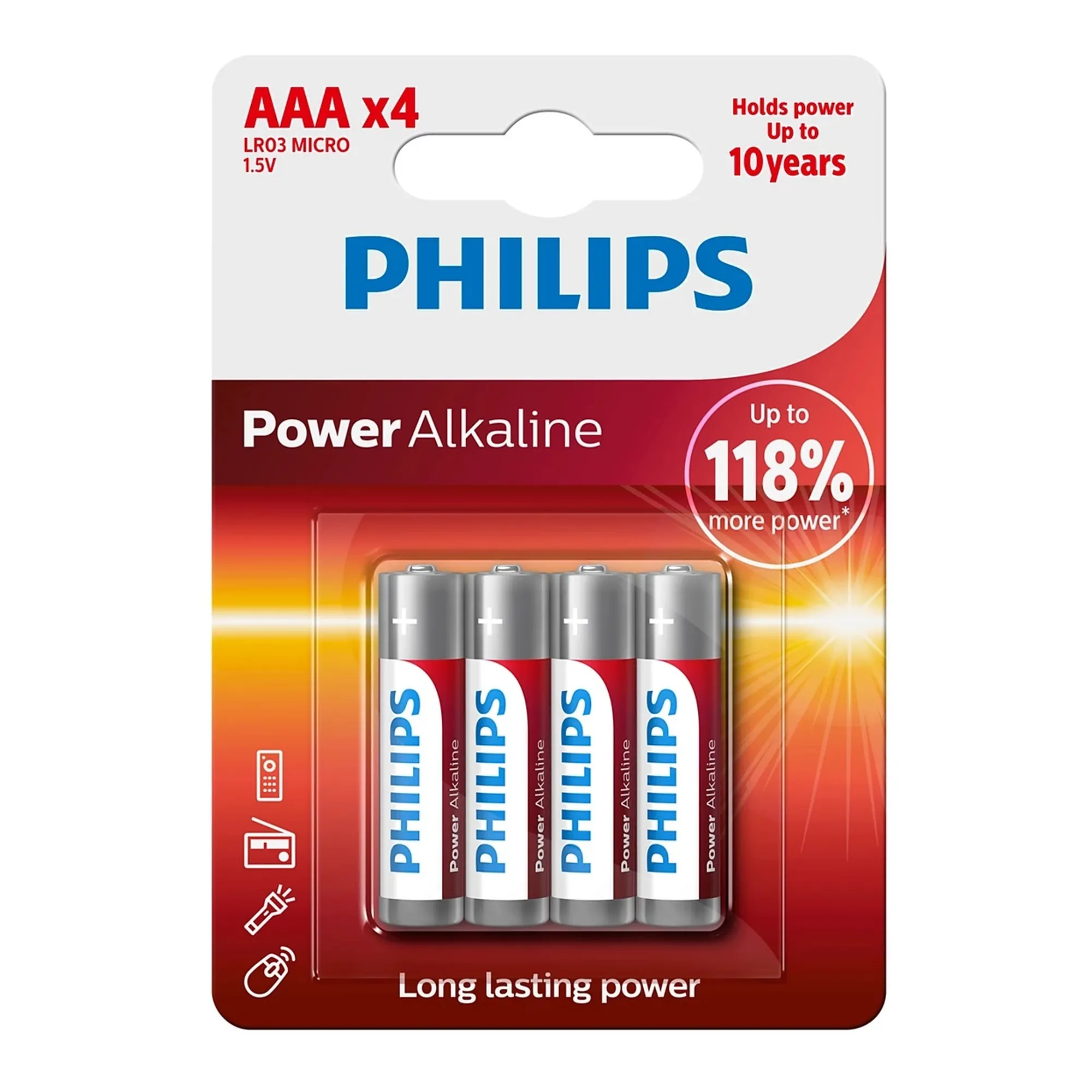 Купити Батарейка Philips Power Alkaline AAA 4 шт (LR03P4B/10) - фото 1