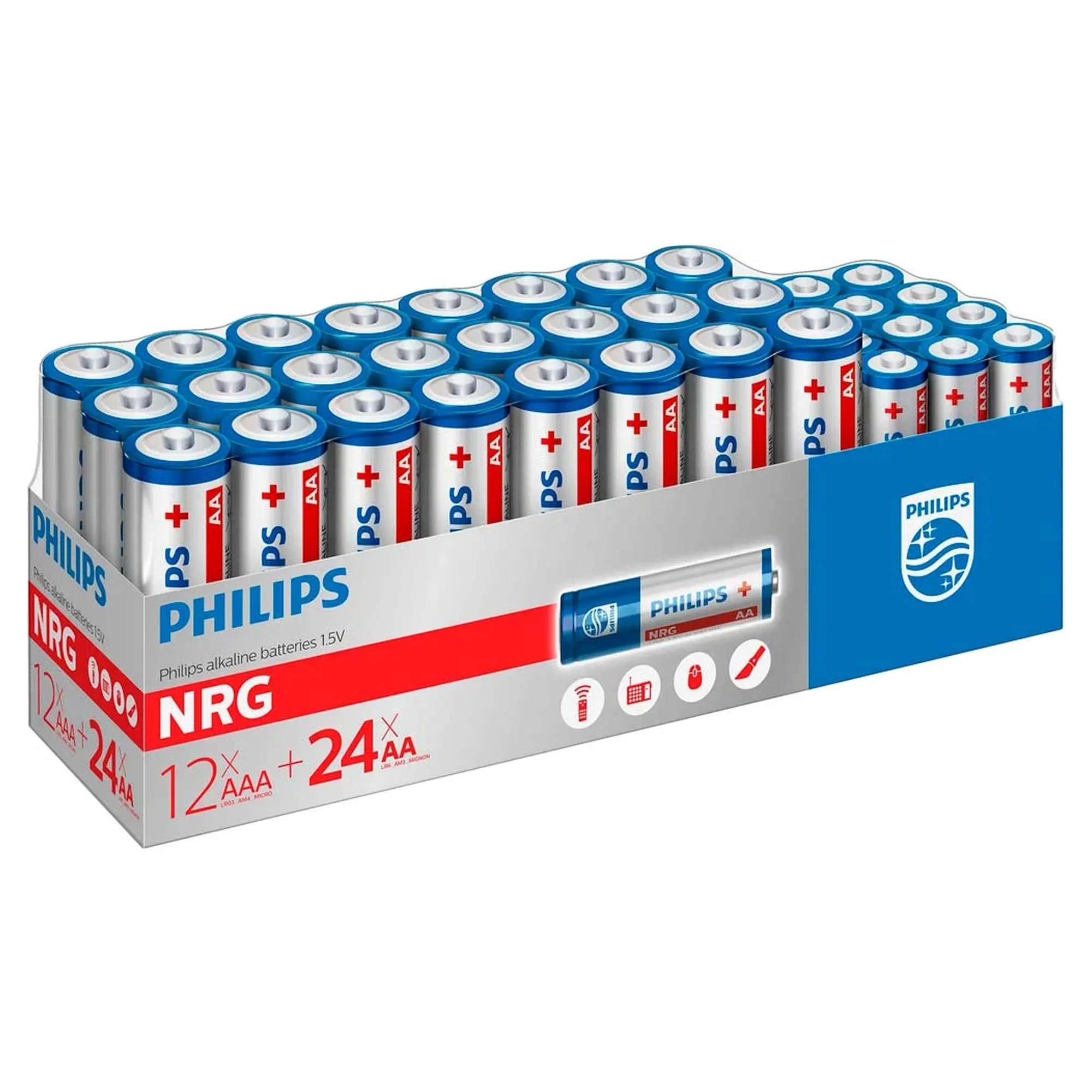 Купити Батарейка Philips Power Alkaline AA+AAA пак, 24+12 шт (LR036G36W/10) - фото 1