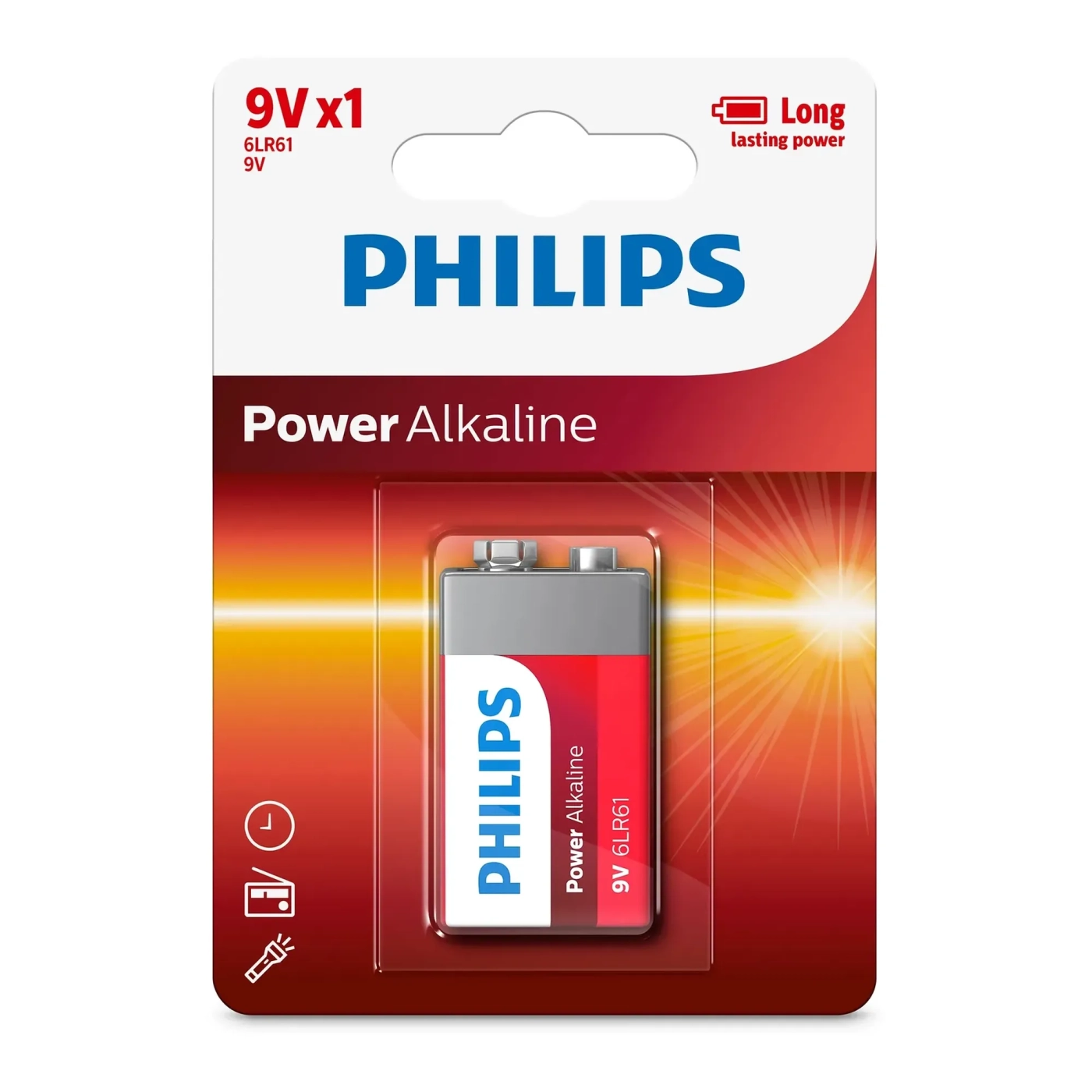 Купить Батарейка Philips Power Alkaline 6LR61 (6LF22, MN1604, MX1604, Крона) 1 шт (6LR61P1B/10) - фото 1