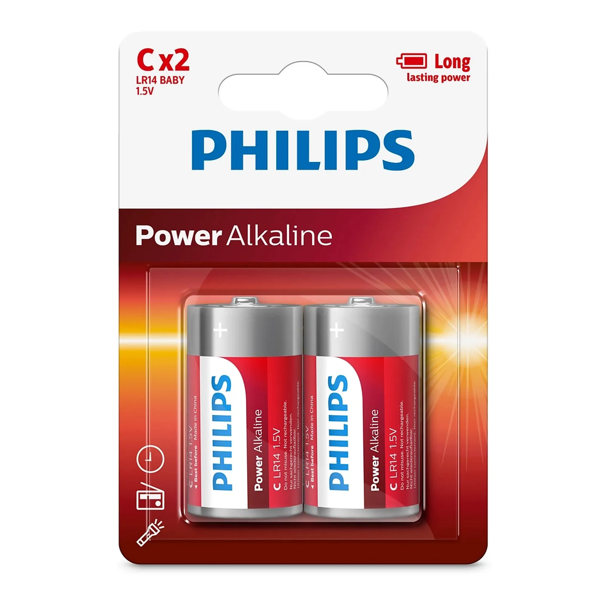 Купити Батарейка Philips Power Alkaline C (LR14) 2 шт (LR14P2B/10) - фото 1