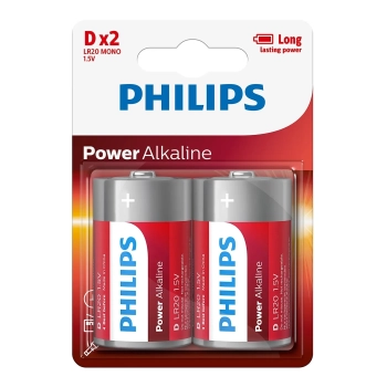 Купить Батарейка Philips Power Alkaline D (LR20) 2 шт (LR20P2B/10) - фото 1