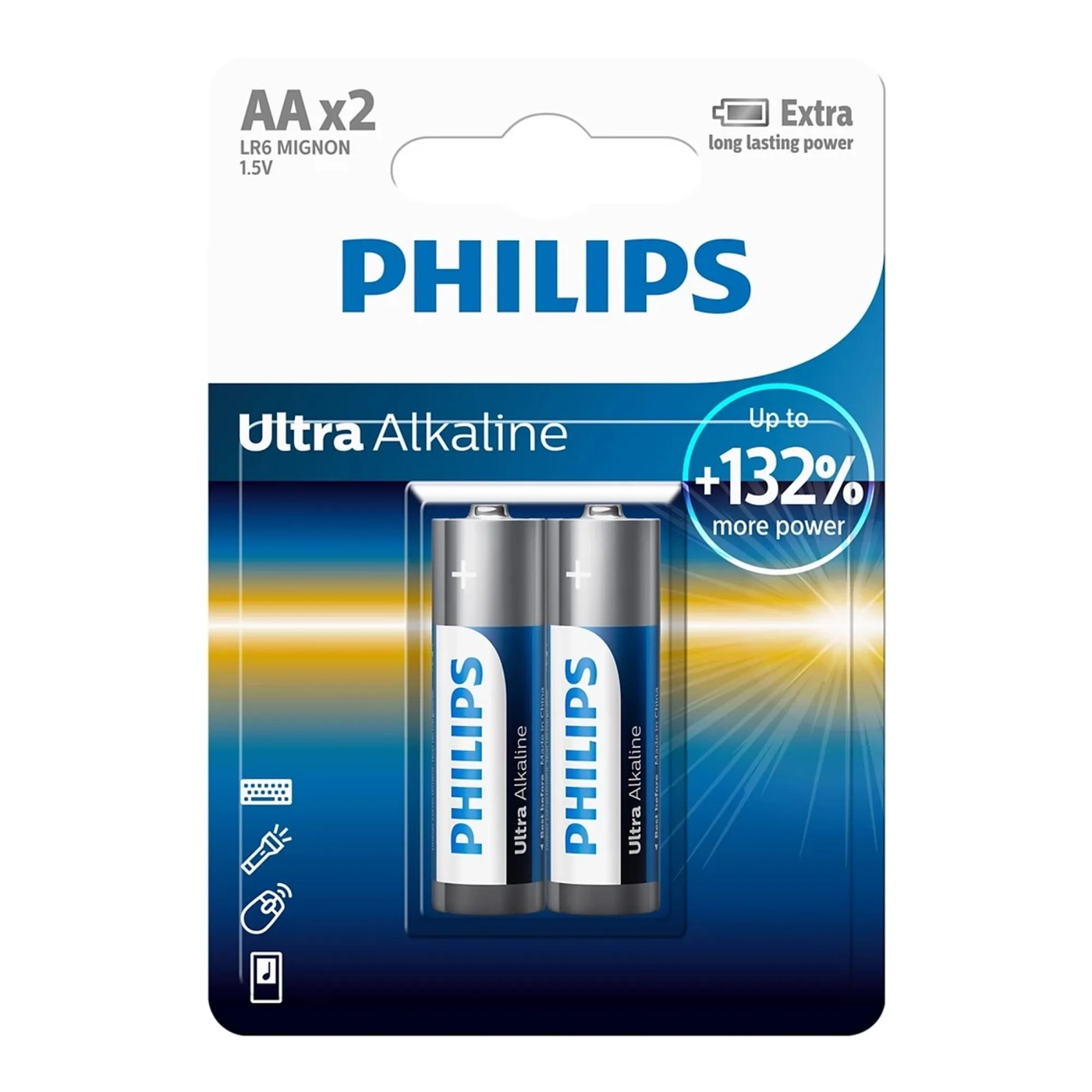 Купити Батарейка Philips Ultra Alkaline AA 2 шт (LR6E2B/10) - фото 1