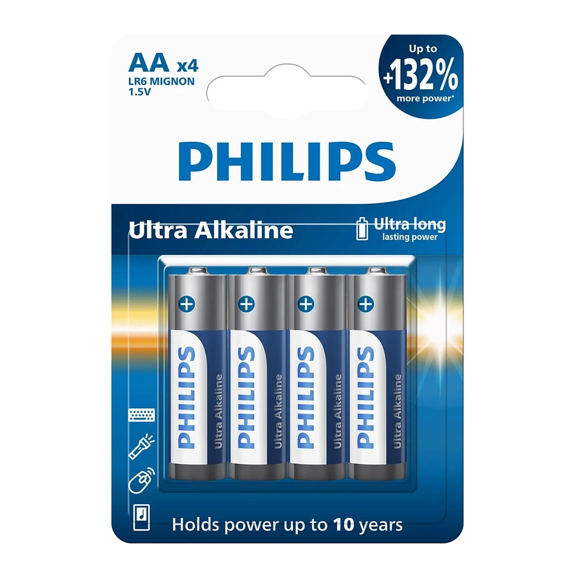 Купити Батарейка Philips Ultra Alkaline AA 4 шт (LR6E4B/10) - фото 1