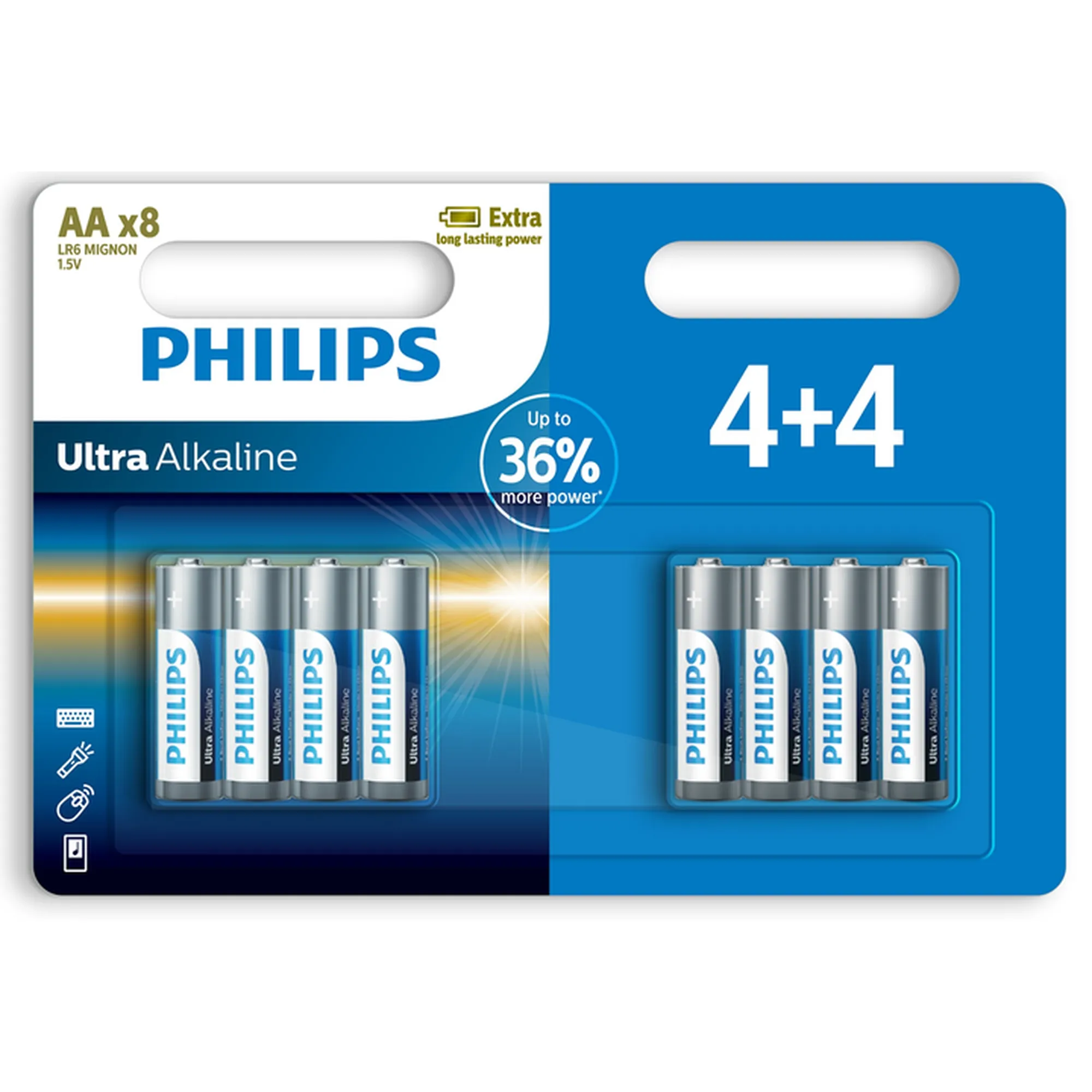 Купити Батарейка Philips Ultra Alkaline AA 8 шт (LR6E8B/10) - фото 1