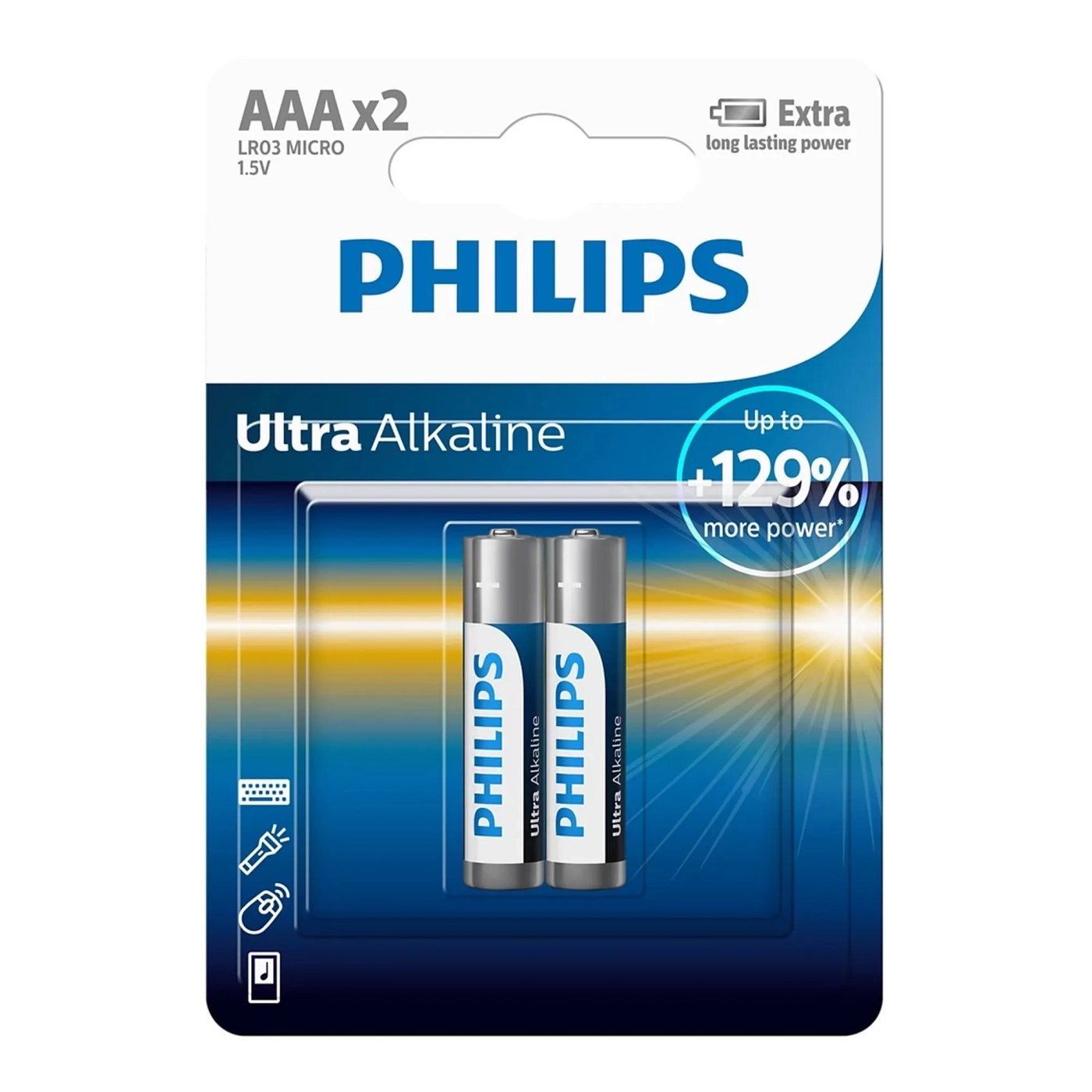 Купити Батарейка Philips Ultra Alkaline AAA 2 шт (LR03E2B/10) - фото 1