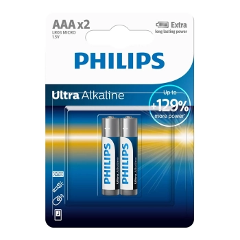 Купити Батарейка Philips Ultra Alkaline AAA 2 шт (LR03E2B/10) - фото 1
